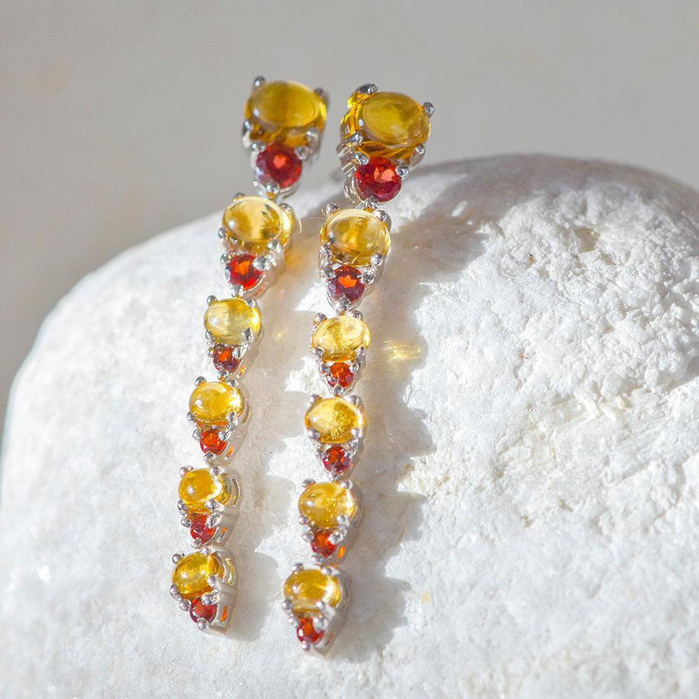 5.33 ct Solid 925 Sterling Silver Citrine Earrings - YoTreasure