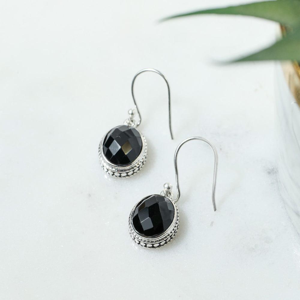 Black Onyx Solid 925 Sterling Silver Dangle Earrings - YoTreasure