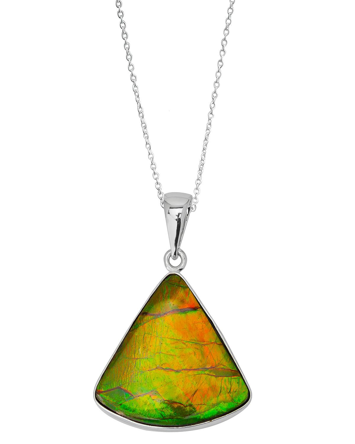 16.75 Ct. Ammolite 925 Sterling Silver Necklace Pendant Jewelry - YoTreasure