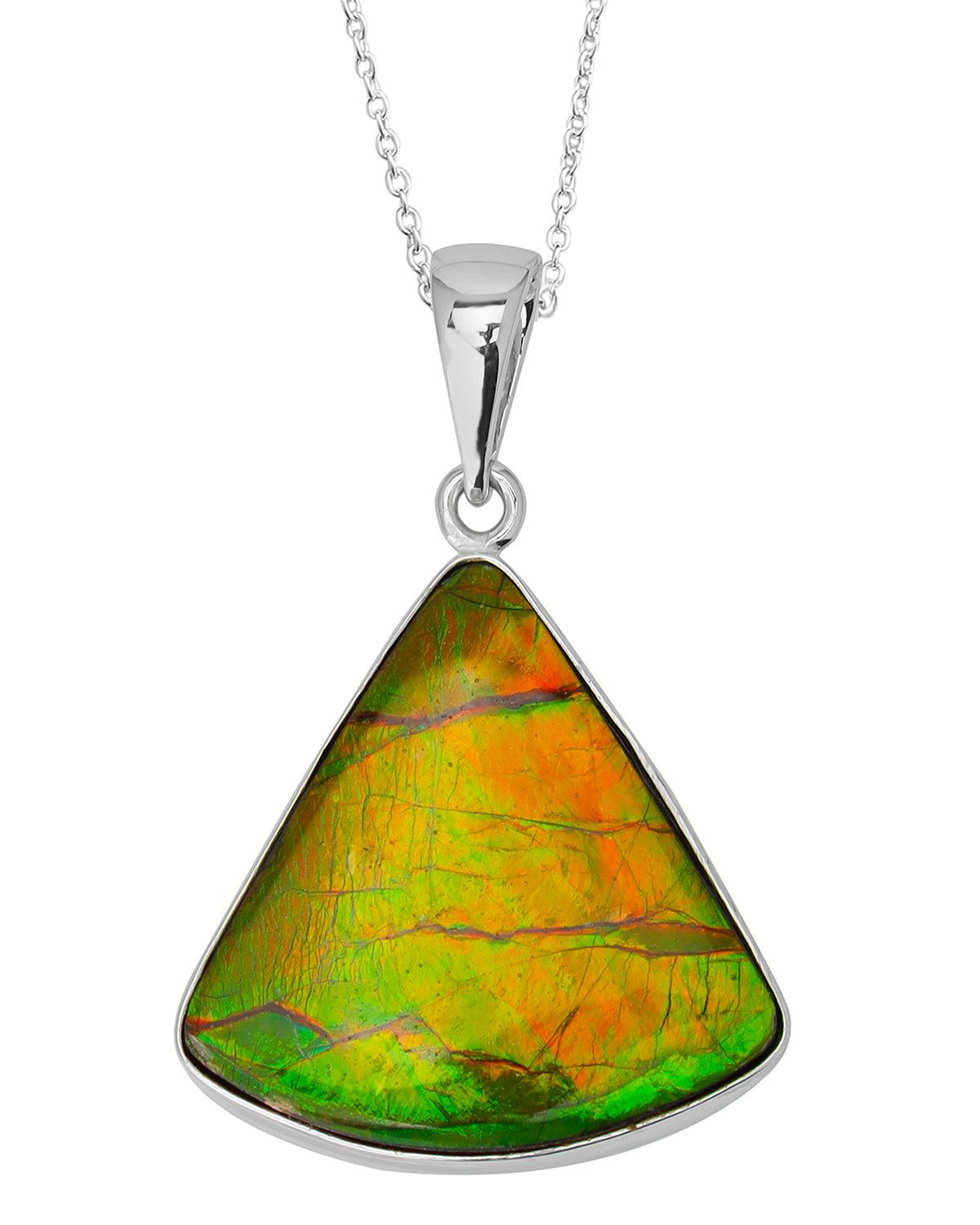 16.75 Ct. Ammolite 925 Sterling Silver Necklace Pendant Jewelry - YoTreasure