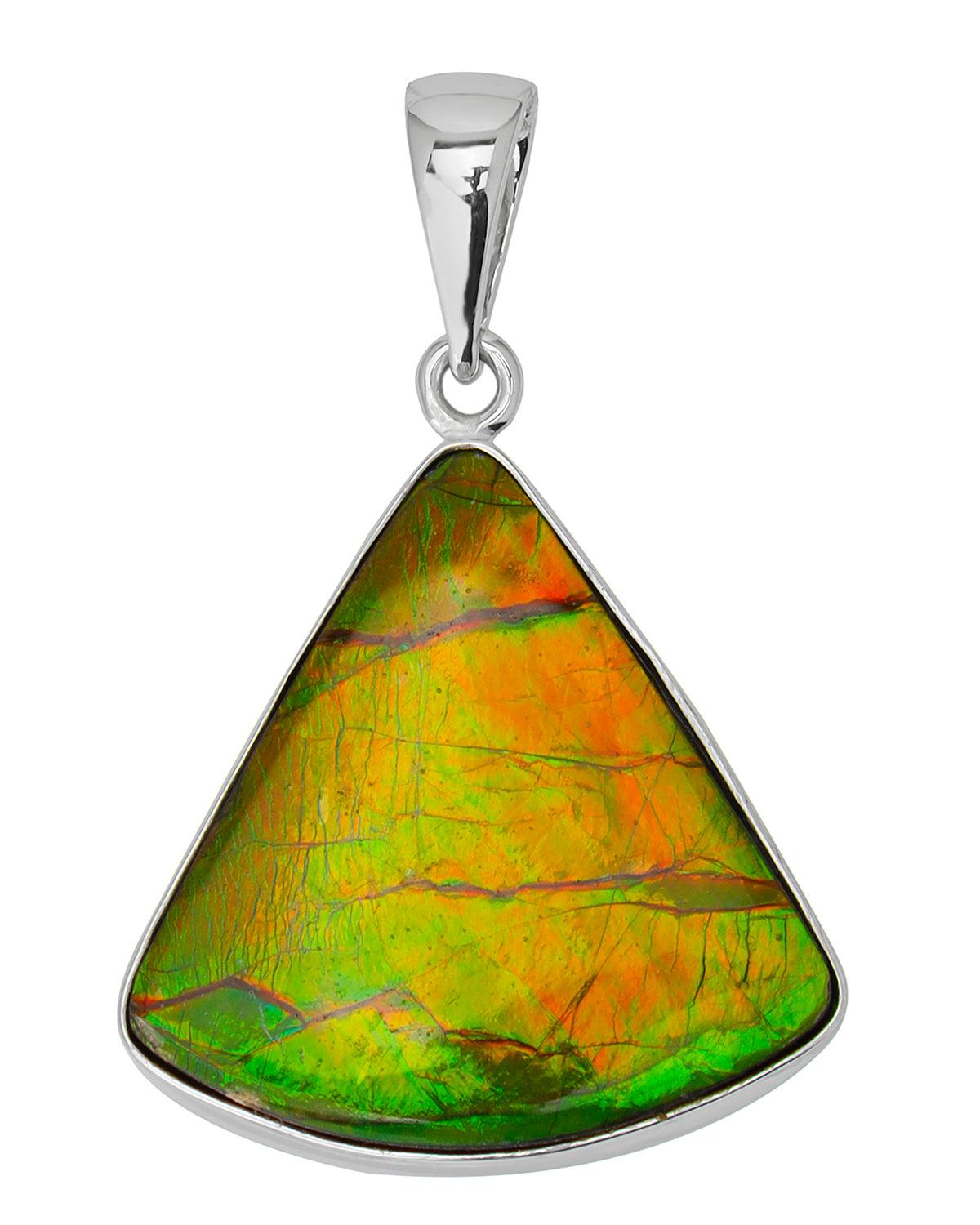 16.75 Ct. Ammolite 925 Sterling Silver Necklace Pendant Jewelry - YoTreasure