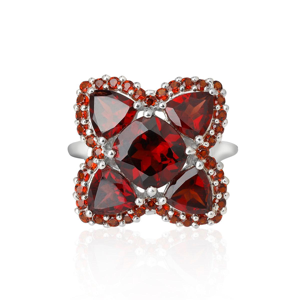 8x8 MM Garnet Solid 925 Sterling Silver Ring - YoTreasure