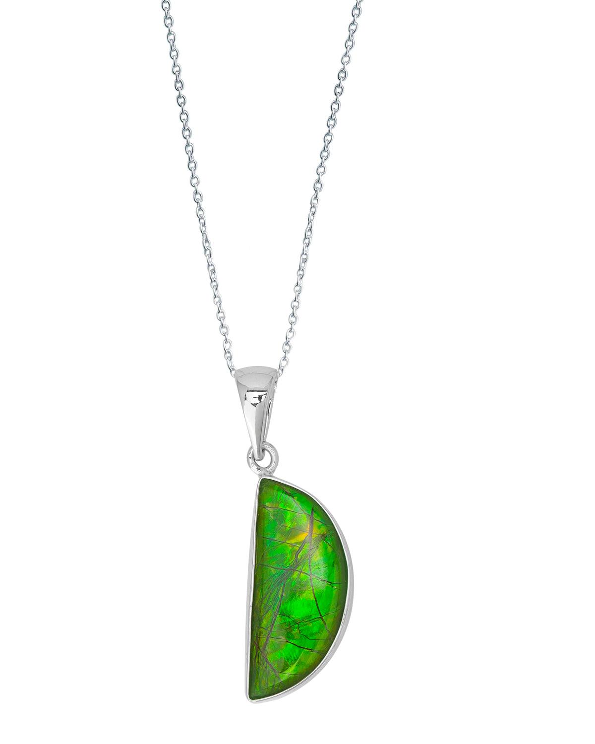 7.50 Ct. Ammolite 925 Sterling Silver Necklace Pendant Jewelry - YoTreasure