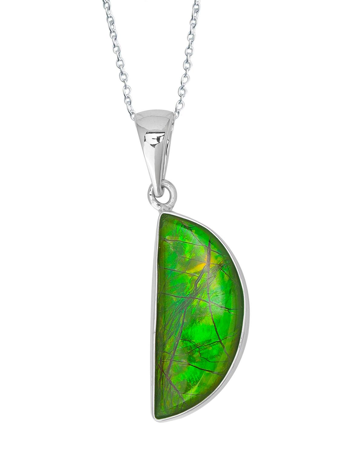 7.50 Ct. Ammolite 925 Sterling Silver Necklace Pendant Jewelry - YoTreasure