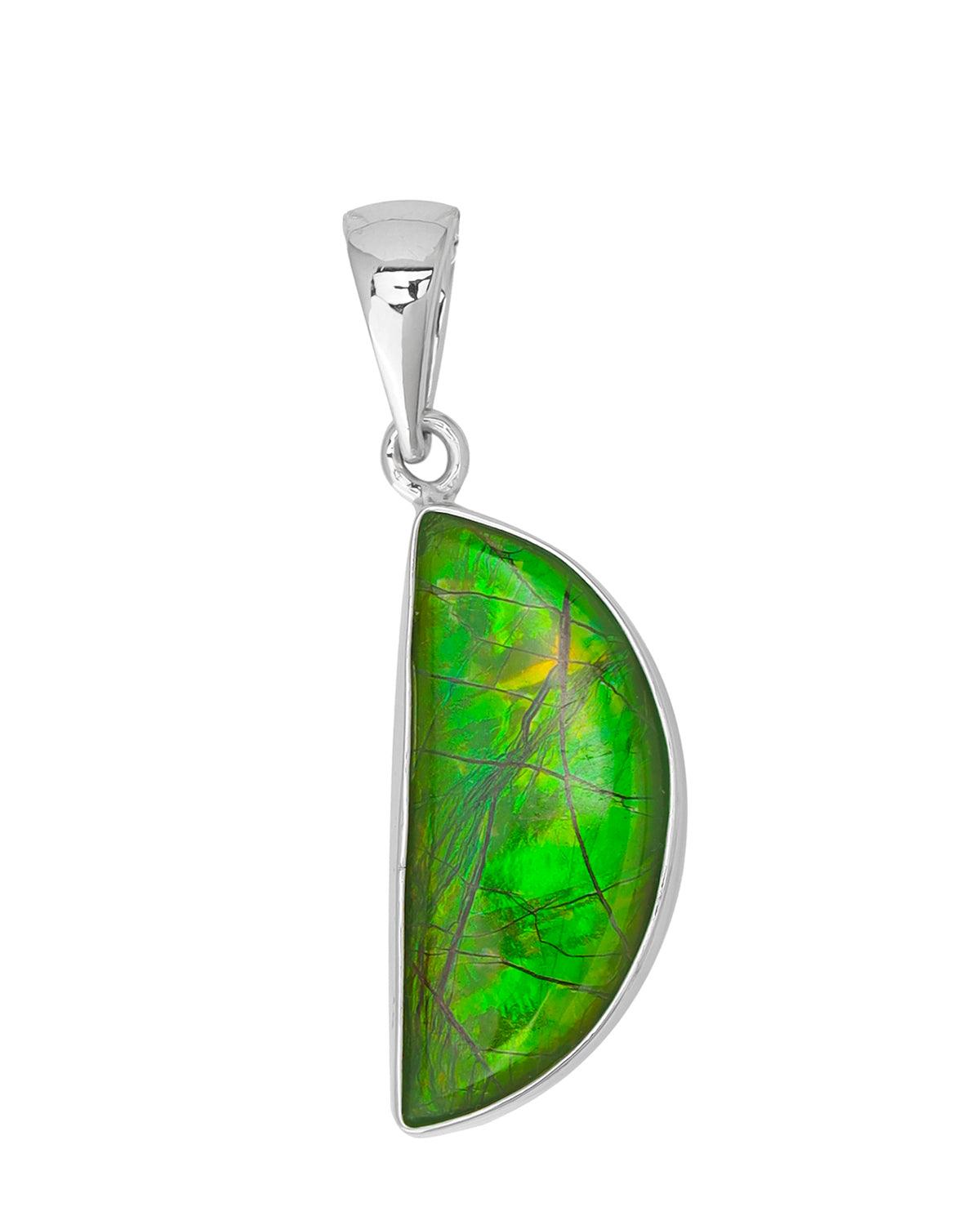 7.50 Ct. Ammolite 925 Sterling Silver Necklace Pendant Jewelry - YoTreasure