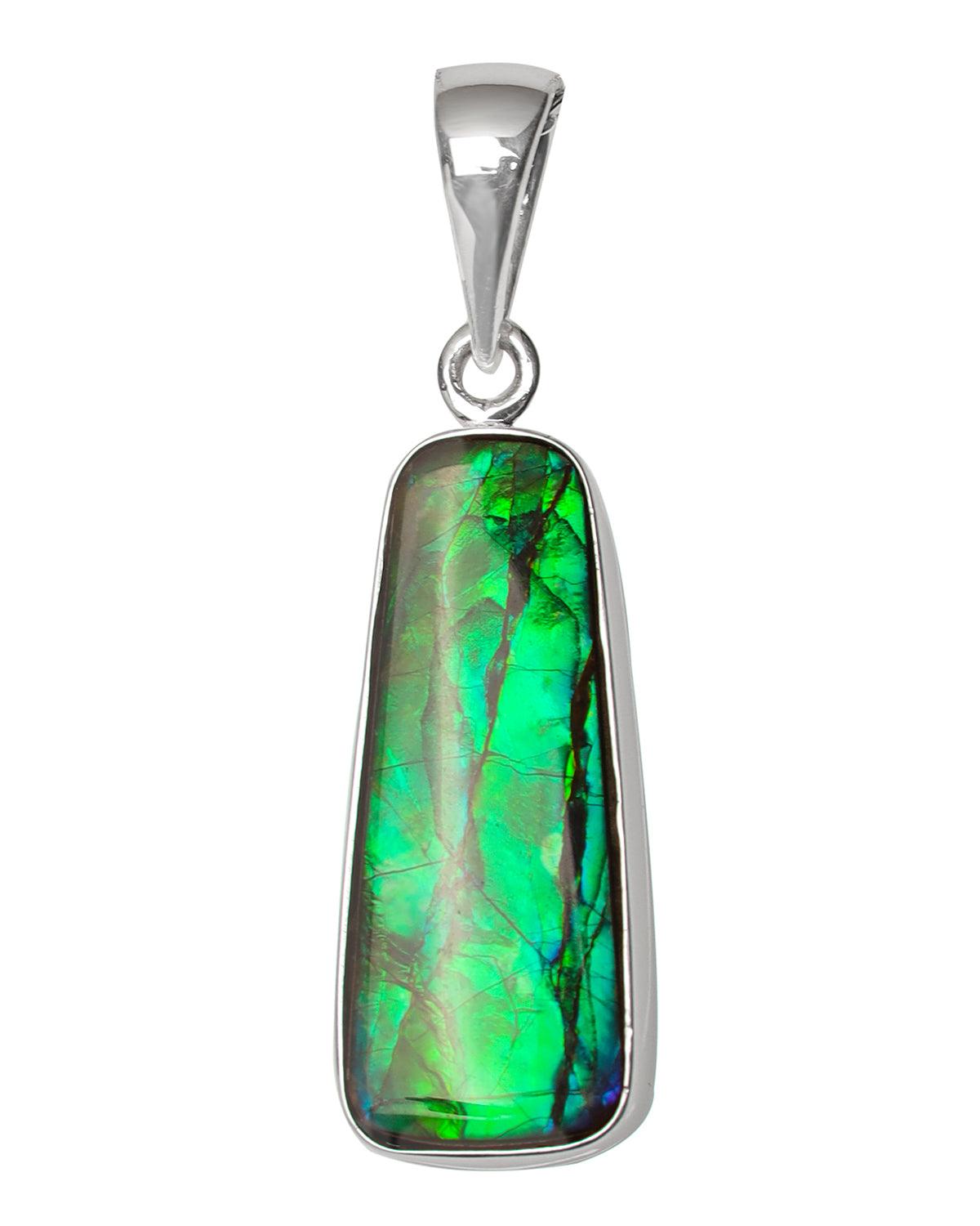 8.05 Ct. Ammolite 925 Sterling Silver Necklace Pendant Jewelry - YoTreasure