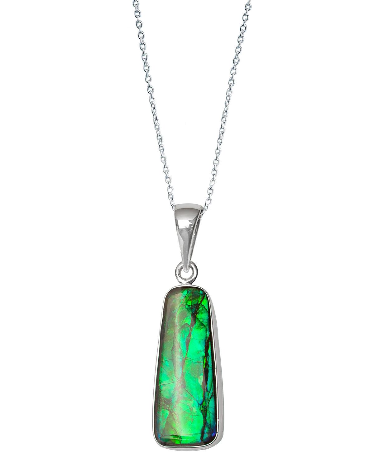 8.05 Ct. Ammolite 925 Sterling Silver Necklace Pendant Jewelry - YoTreasure