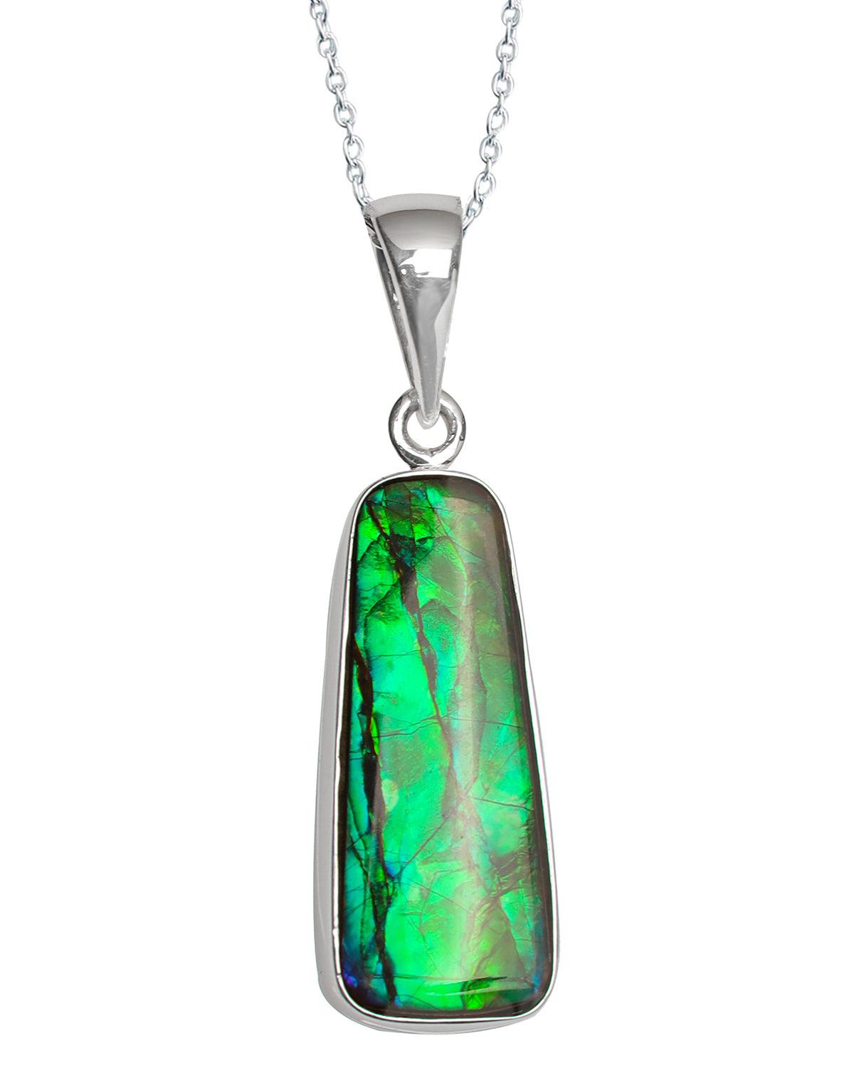 8.05 Ct. Ammolite 925 Sterling Silver Necklace Pendant Jewelry - YoTreasure
