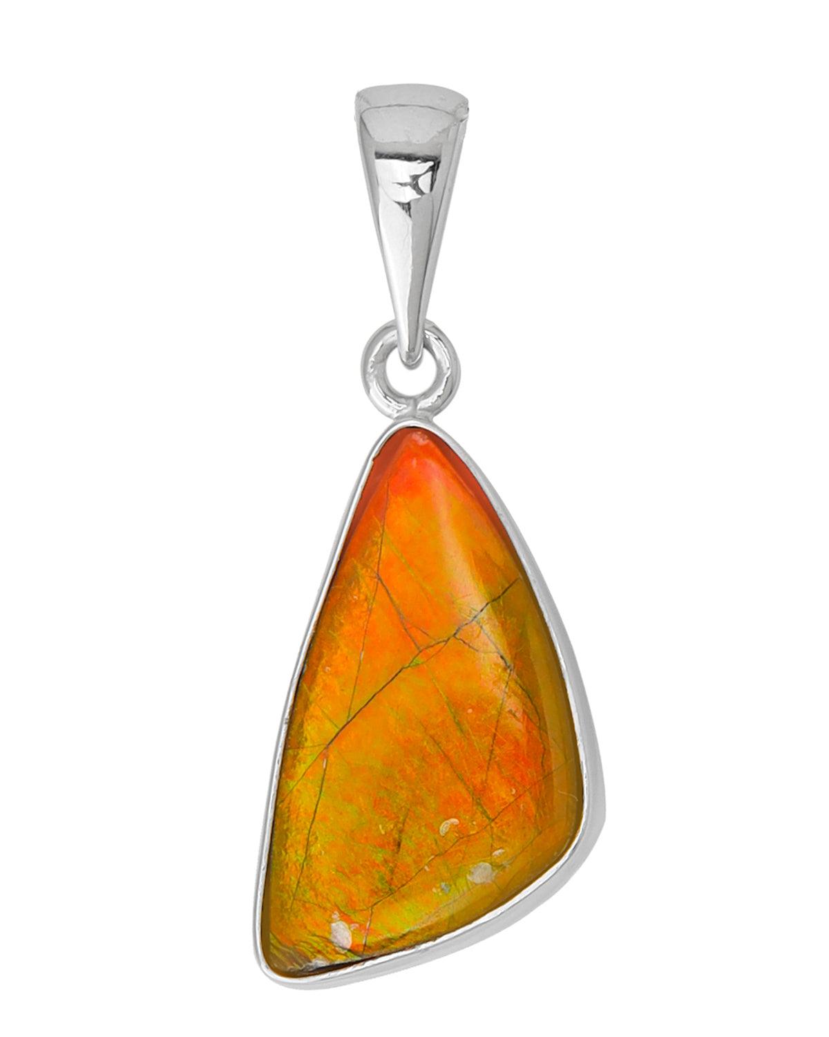 5.75 Ct. Ammolite Solid 925 Sterling Silver Necklace Pendant Jewelry - YoTreasure