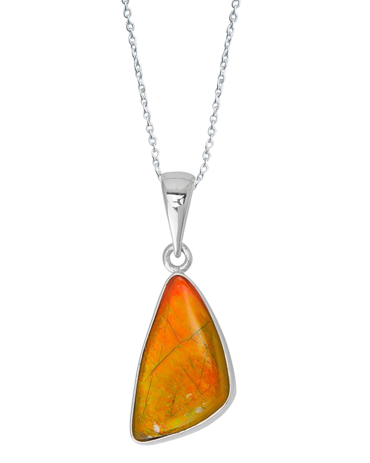 5.75 Ct. Ammolite Solid 925 Sterling Silver Necklace Pendant Jewelry - YoTreasure