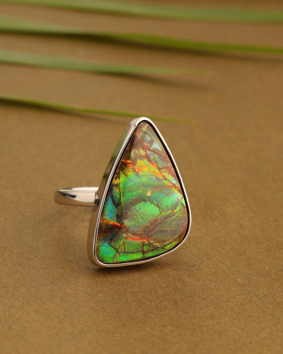 5.35 Ct. Ammoite Ring Solid 925 Sterling Silver Jewlry - YoTreasure