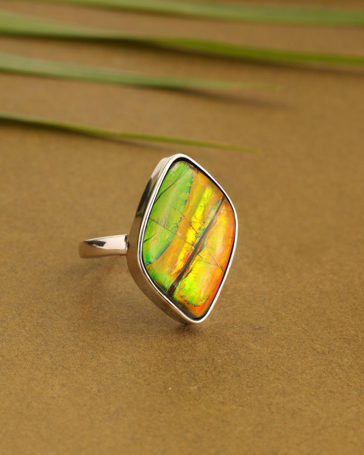 10.85 Ct. Ammoite Ring Solid 925 Sterling Silver Jewlry - YoTreasure
