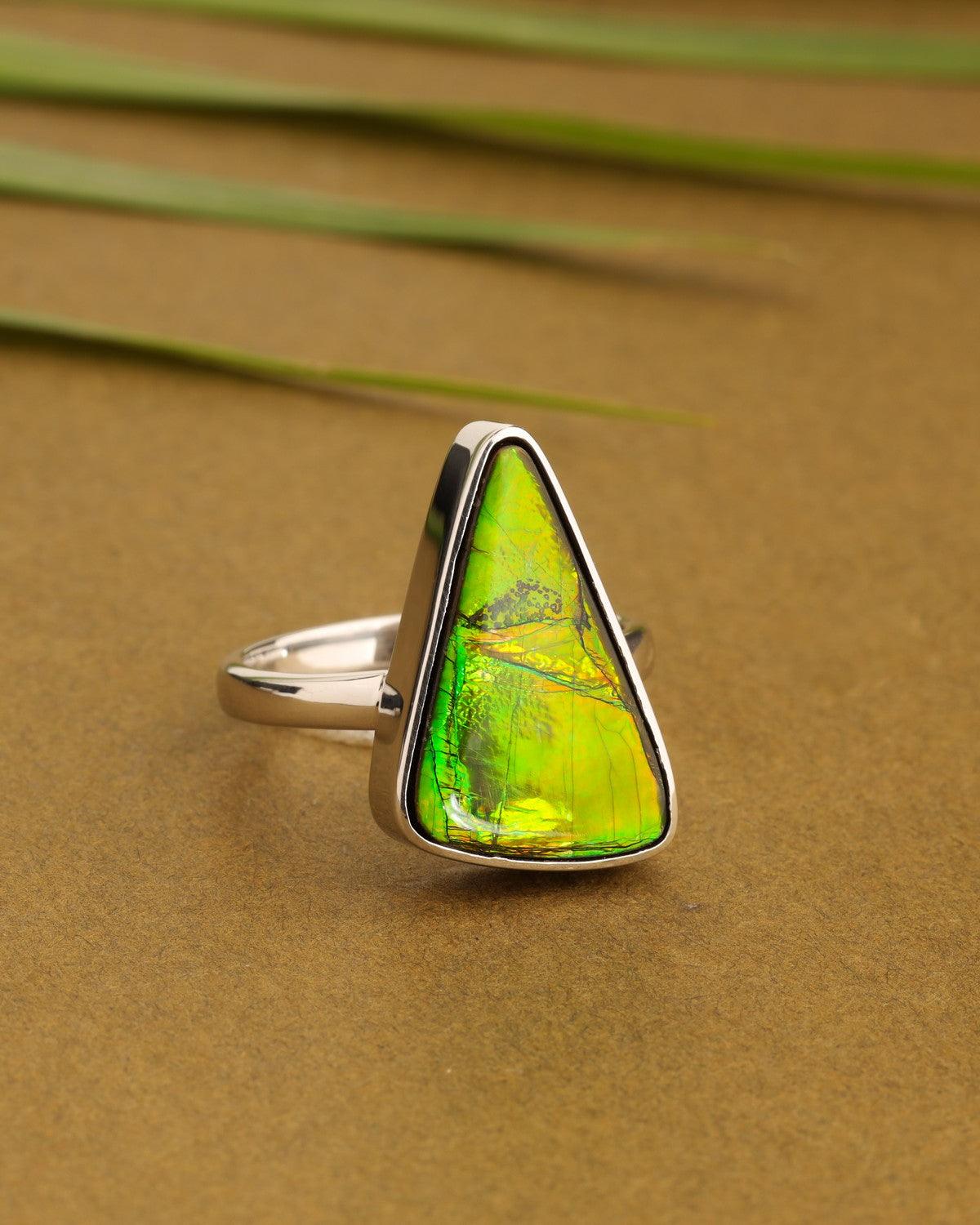 7.55 Ct. Ammoite Ring Solid 925 Sterling Silver Jewlry - YoTreasure
