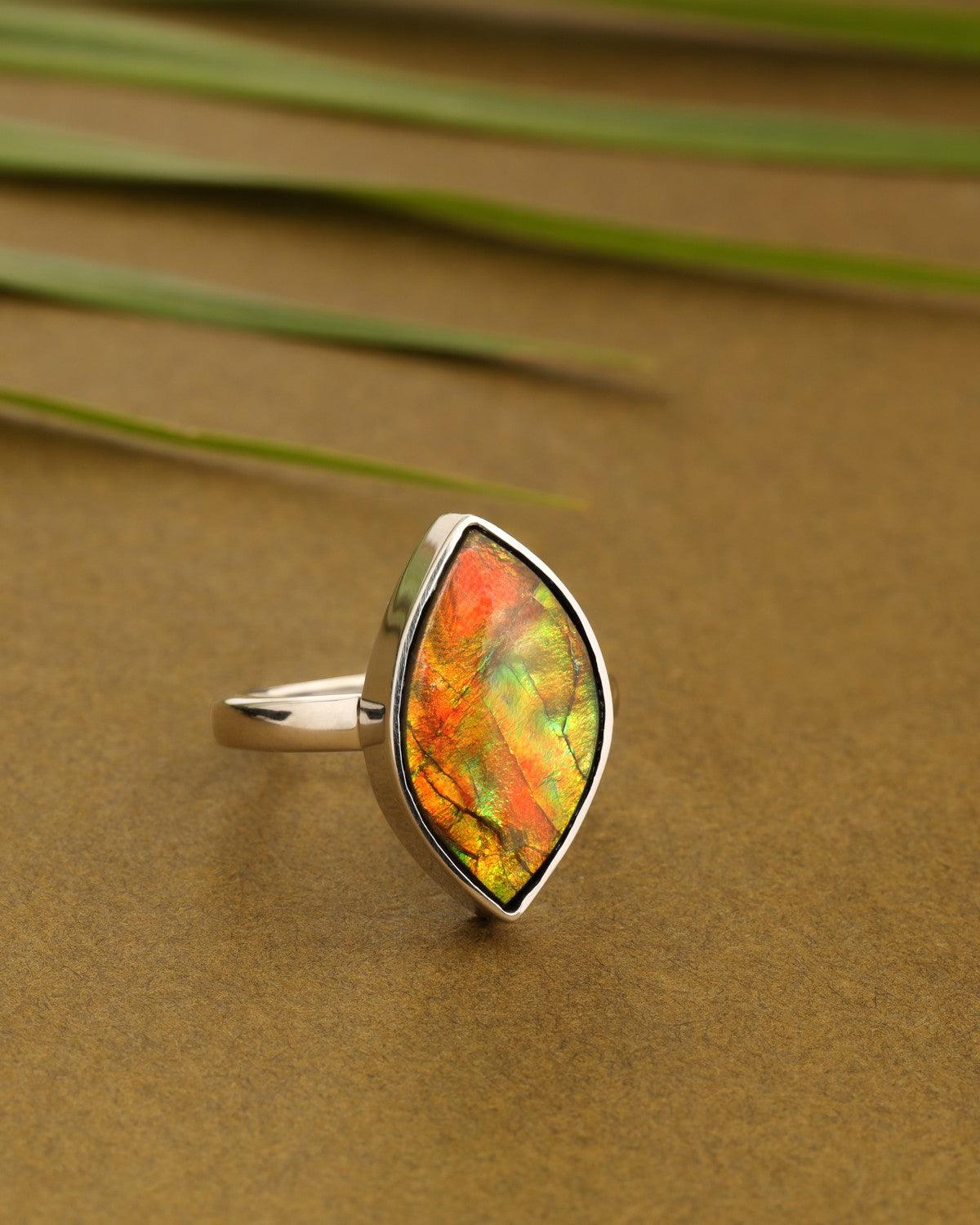 5.50 Ct. Ammoite Ring Solid 925 Sterling Silver Jewlry - YoTreasure