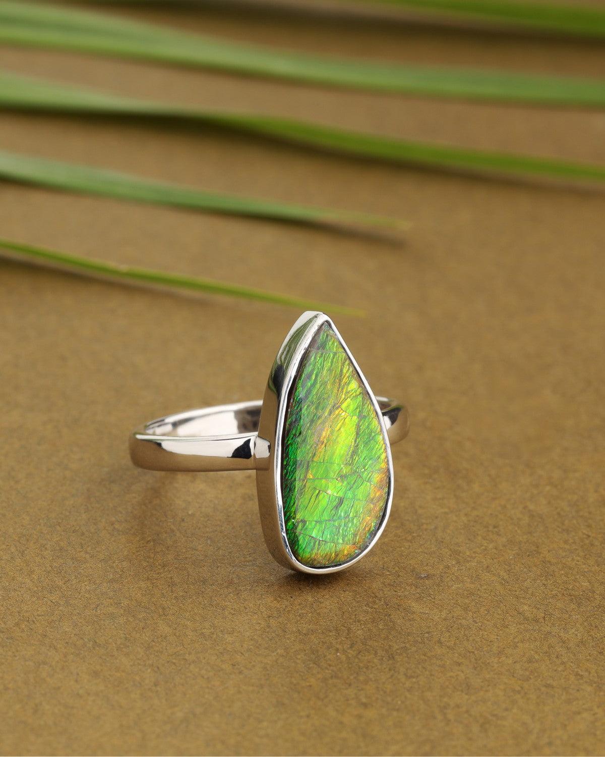 5 Ct. Ammoite Ring Solid 925 Sterling Silver Jewlry - YoTreasure