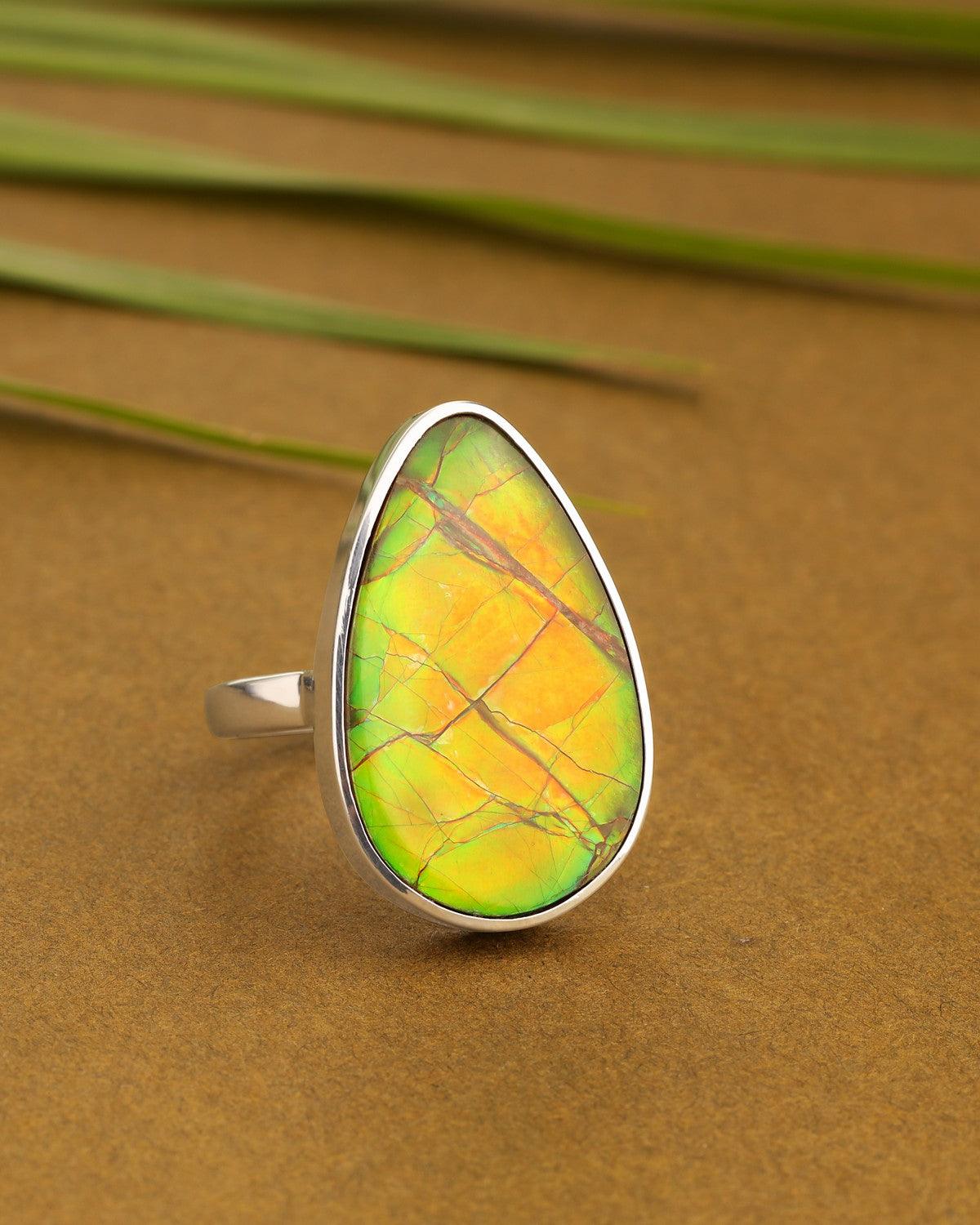 12.10 Ct. Ammoite Ring Solid 925 Sterling Silver Jewlry - YoTreasure