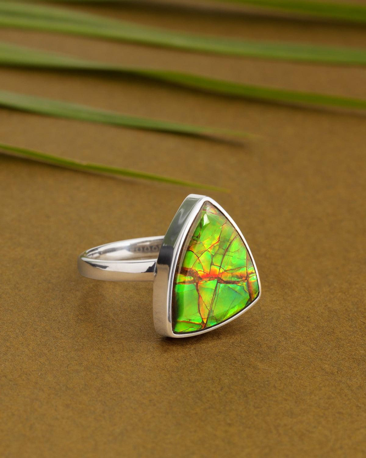 6.60 Ct. Ammoite Ring Solid 925 Sterling Silver Jewlry - YoTreasure