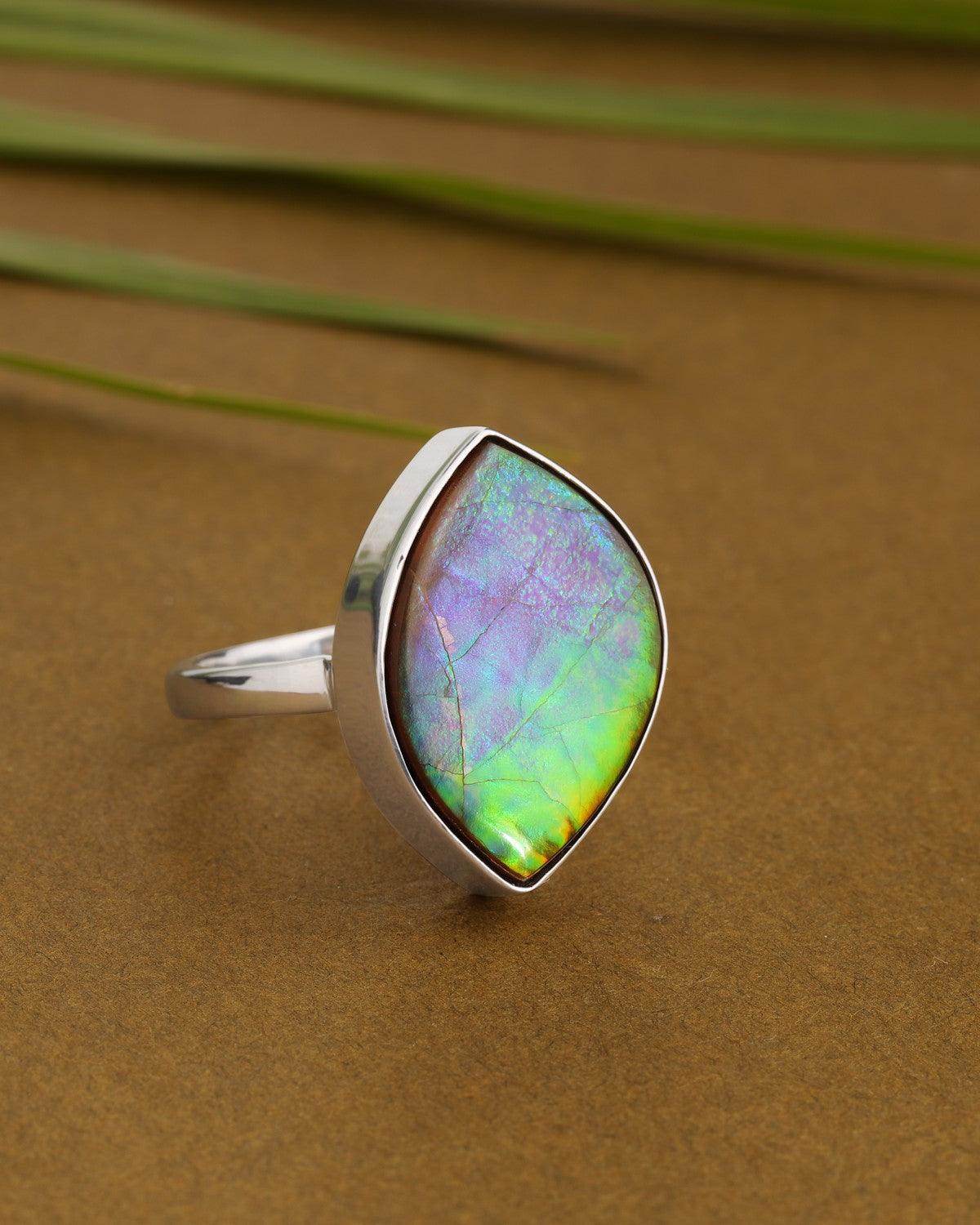 5.65 Ct. Ammoite Ring Solid 925 Sterling Silver Jewlry - YoTreasure