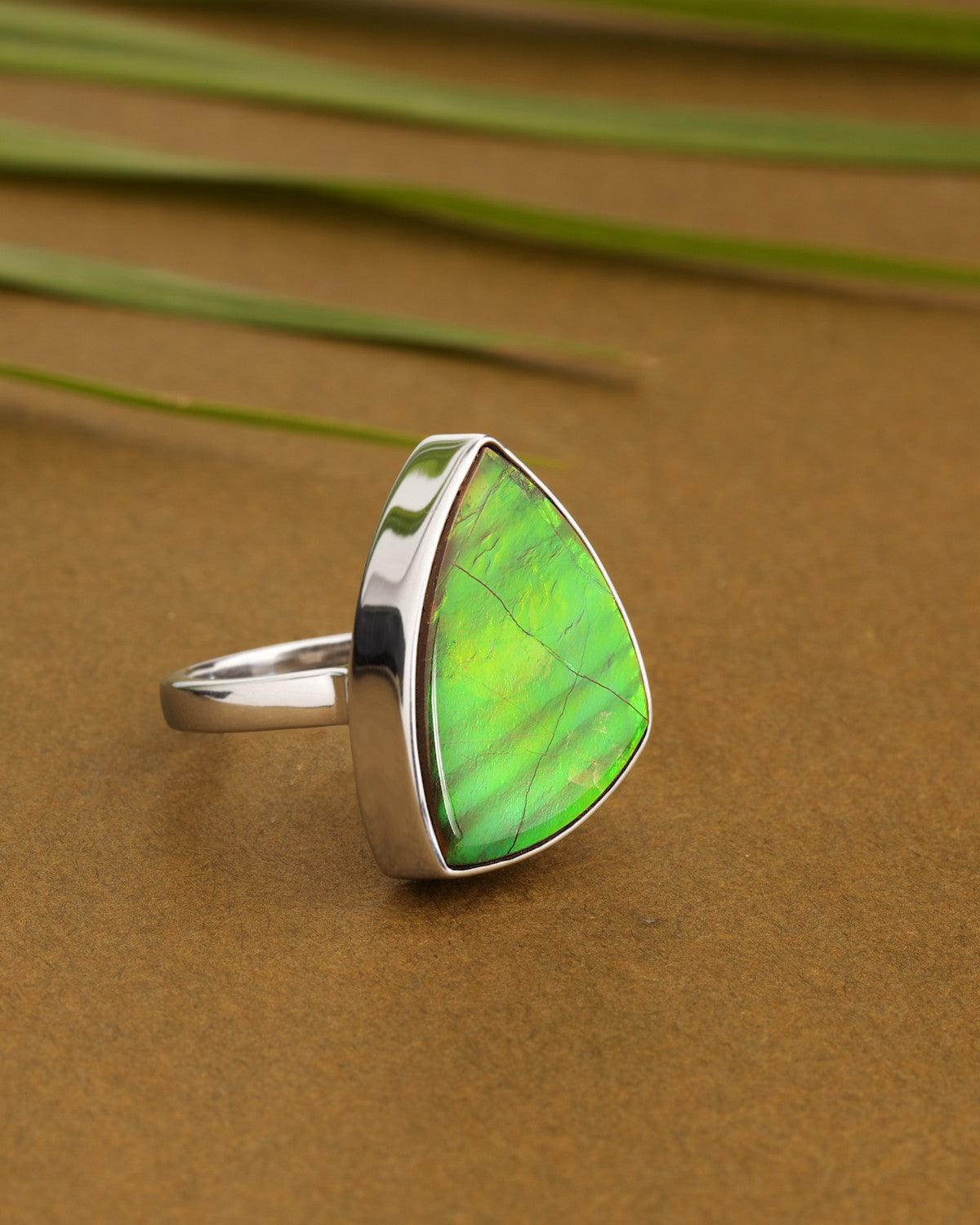 9.30 Ct. Ammoite Ring Solid 925 Sterling Silver Jewlry - YoTreasure