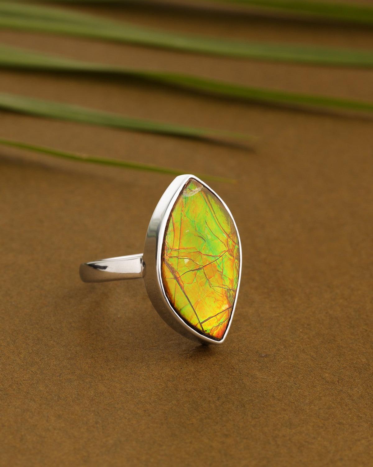 10.6 Ct. Ammoite Ring Solid 925 Sterling Silver Jewlry - YoTreasure