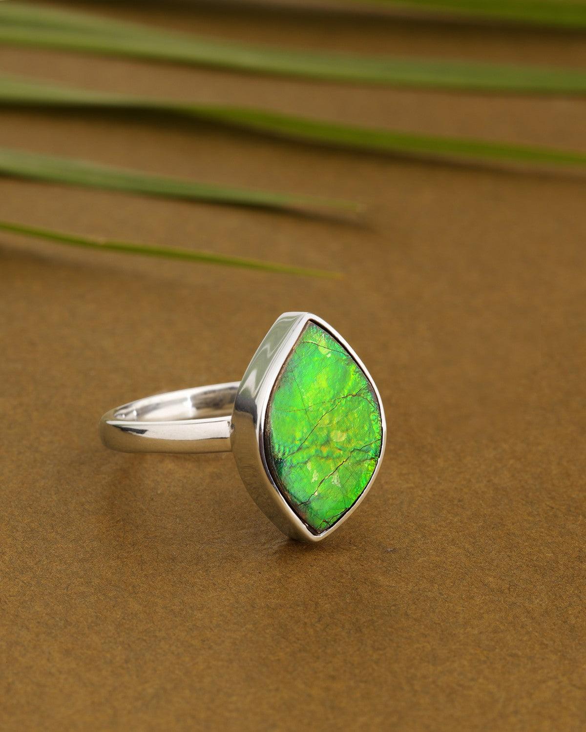 11 Ct. Ammoite Ring Solid 925 Sterling Silver Jewlry - YoTreasure