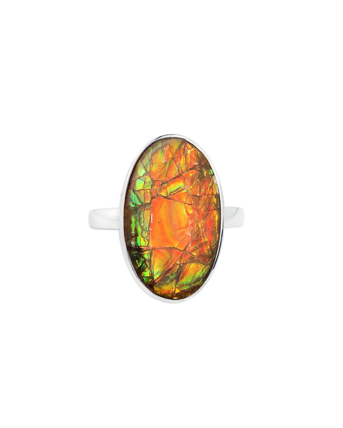 6.85 Ct. Ammoite Ring Solid 925 Sterling Silver Jewlry - YoTreasure