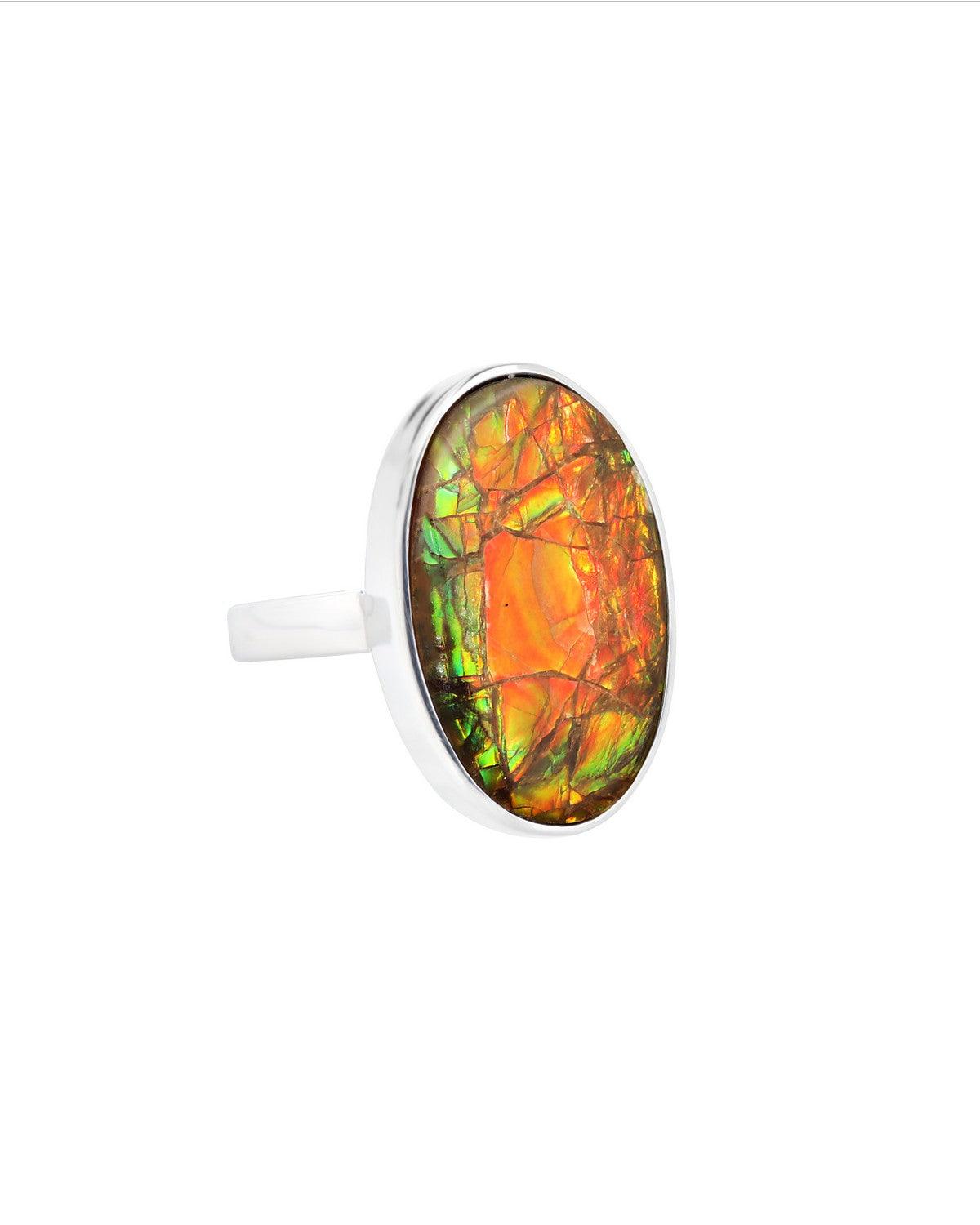 6.85 Ct. Ammoite Ring Solid 925 Sterling Silver Jewlry - YoTreasure