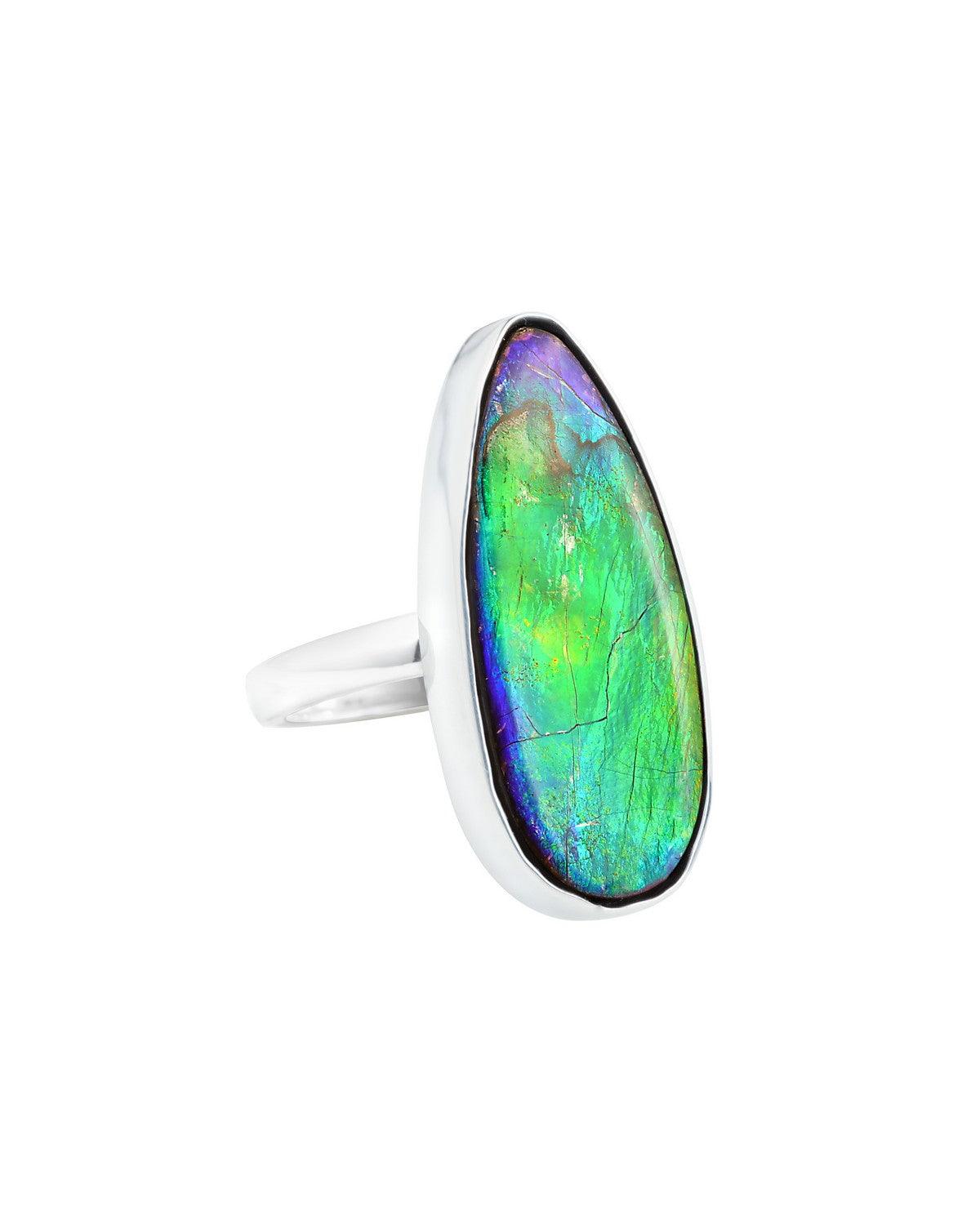 11.65 Ct. Ammoite Ring Solid 925 Sterling Silver Jewlry - YoTreasure
