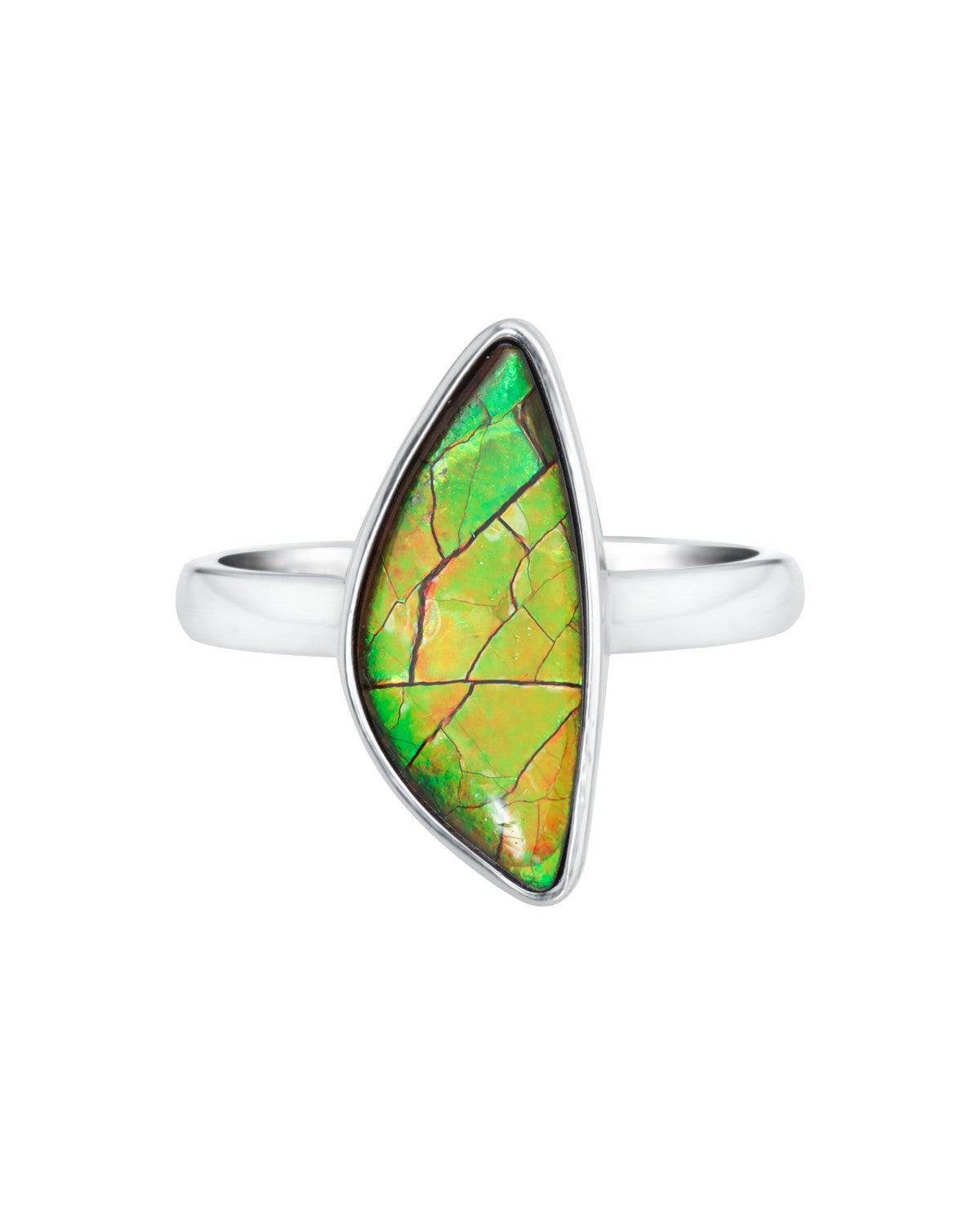 5.00 Ct. Ammolite Ring Solid 925 Sterling Silver Gemstone Jewelry - YoTreasure