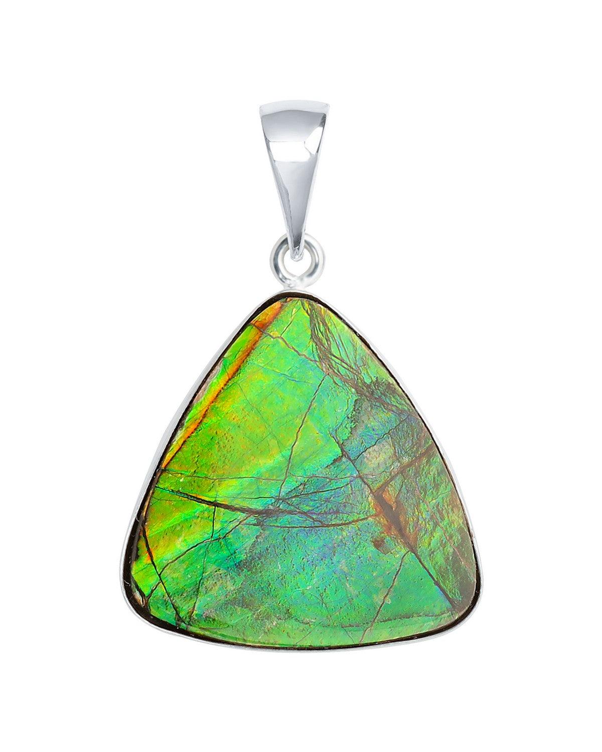 19.10 Ct. Ammolite Solid 925 Sterling Silver Chain Necklace Pendant - YoTreasure