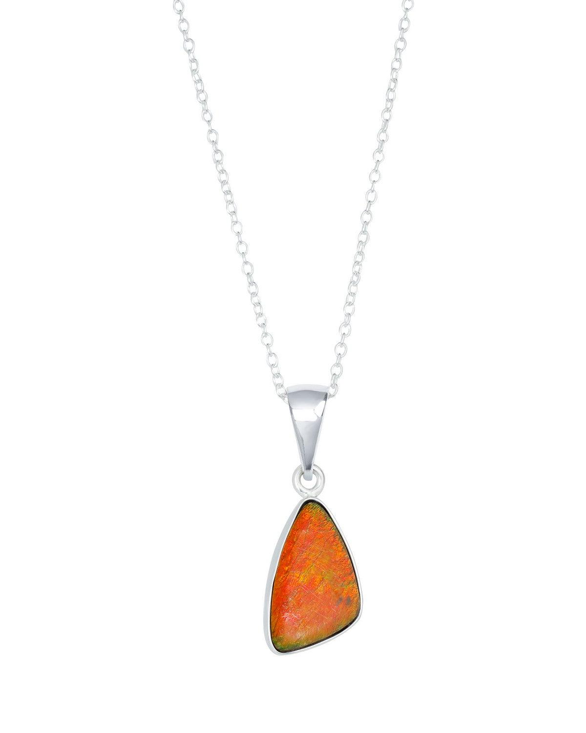 5.30 Ct. Ammolite Solid 925 Sterling Silver Chain Necklace Pendant - YoTreasure