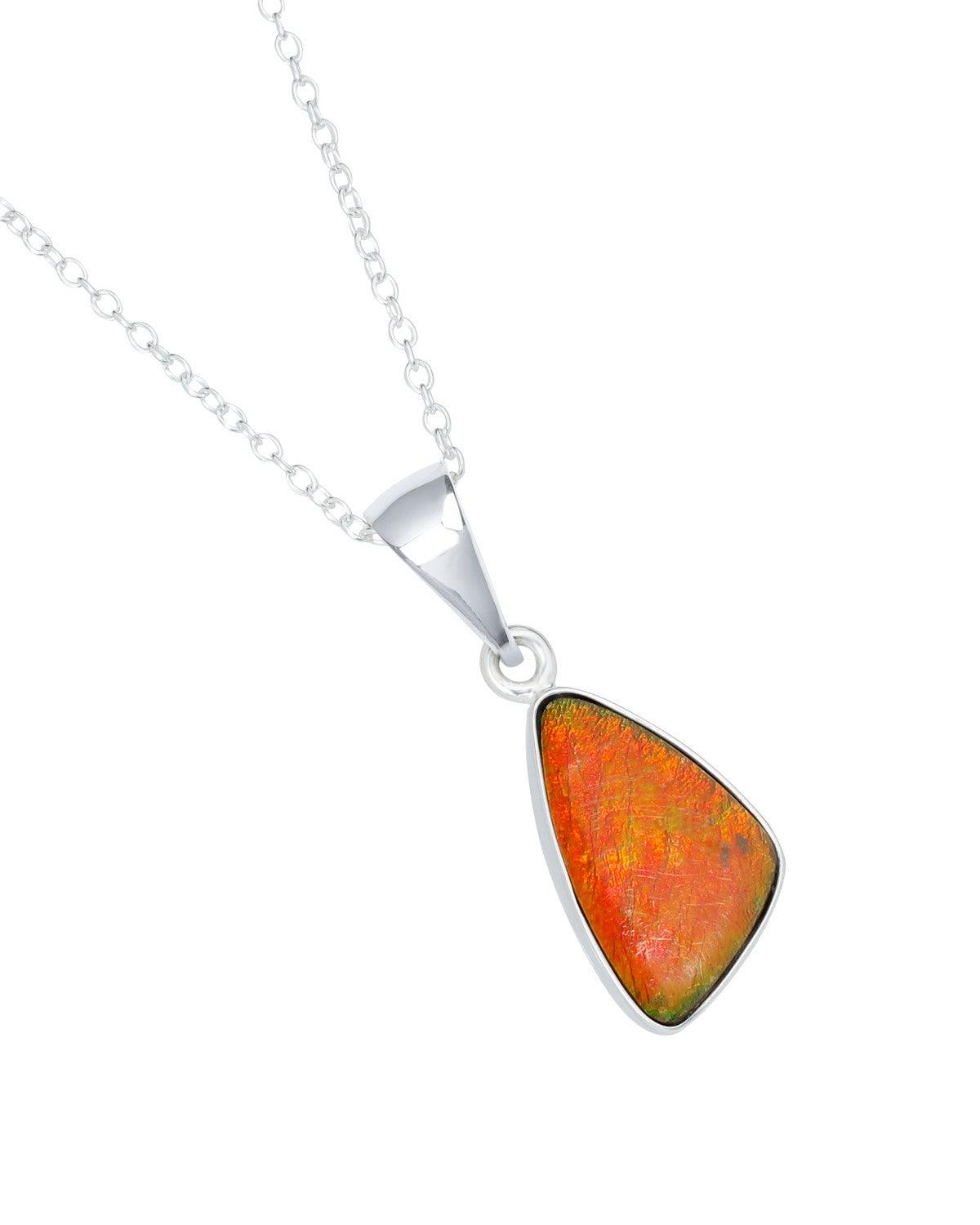 5.30 Ct. Ammolite Solid 925 Sterling Silver Chain Necklace Pendant - YoTreasure
