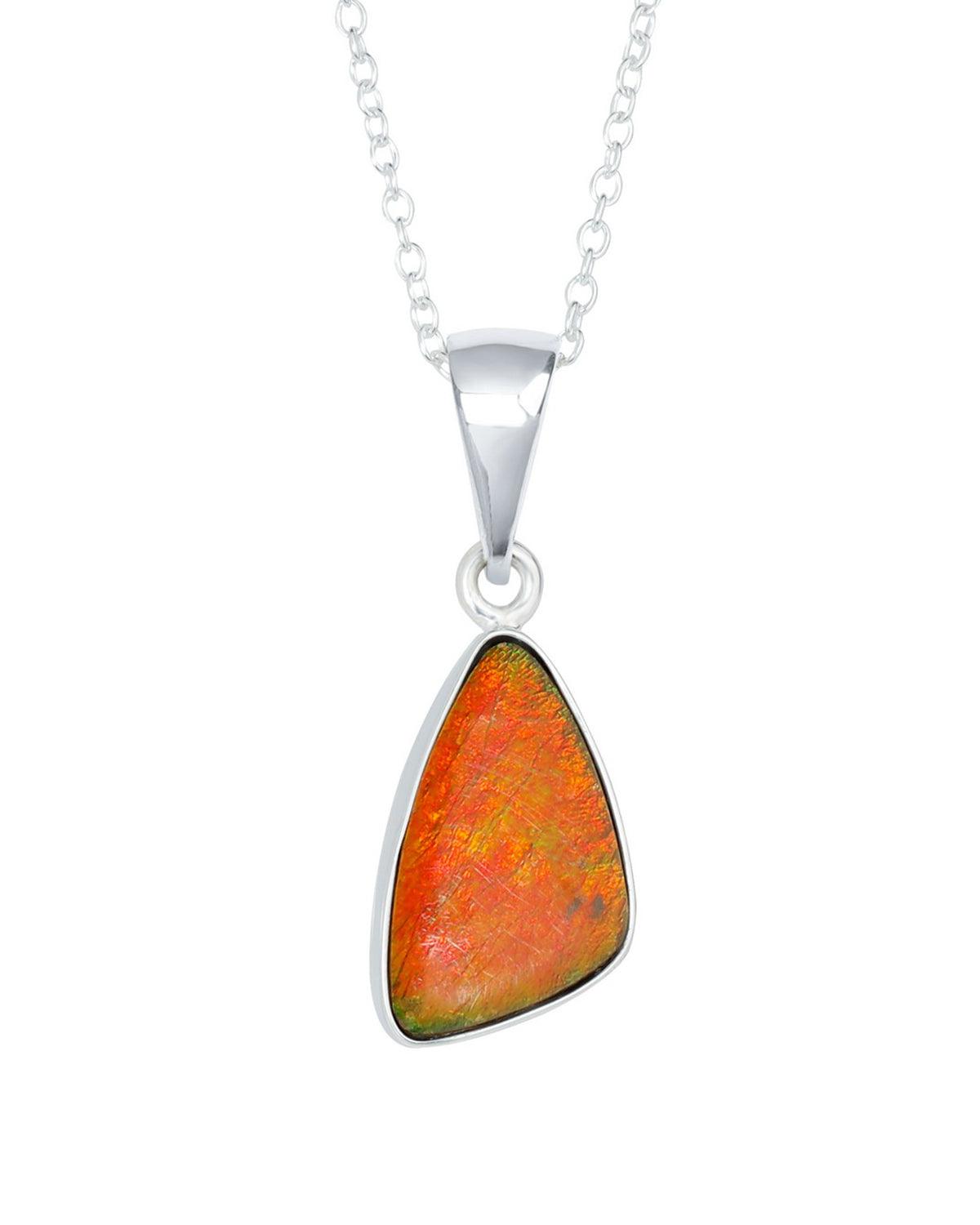 5.30 Ct. Ammolite Solid 925 Sterling Silver Chain Necklace Pendant - YoTreasure
