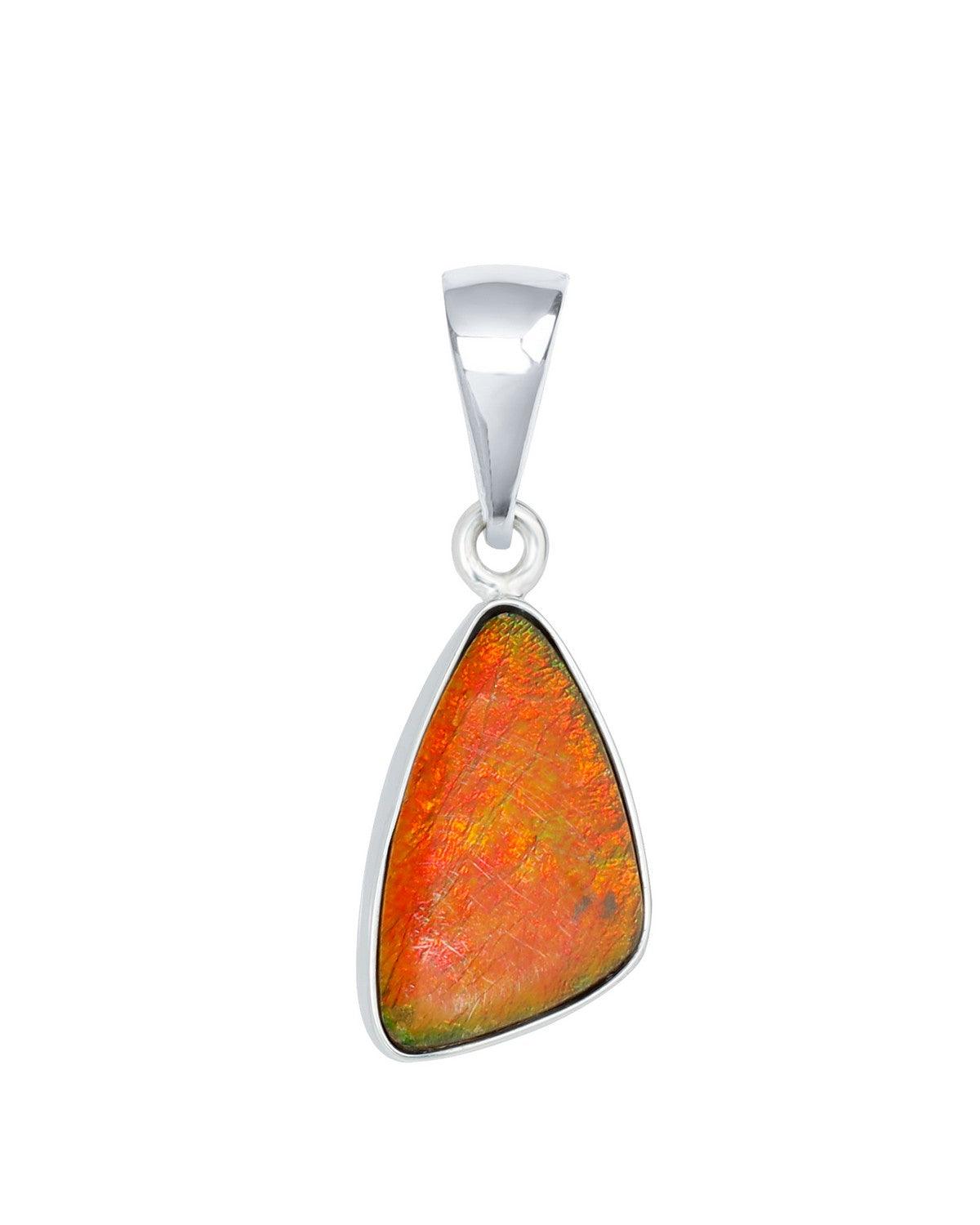 5.30 Ct. Ammolite Solid 925 Sterling Silver Chain Necklace Pendant - YoTreasure