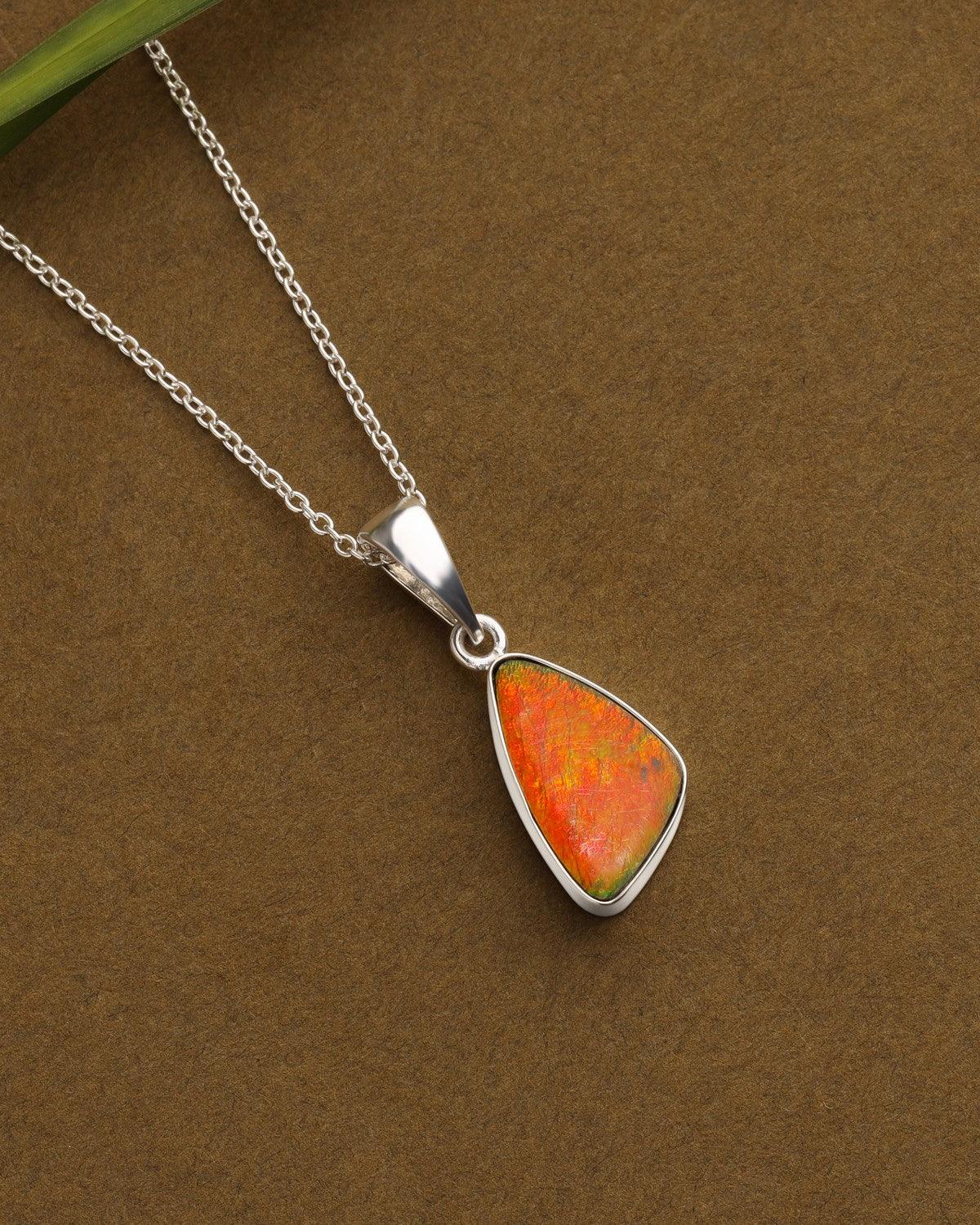 5.30 Ct. Ammolite Solid 925 Sterling Silver Chain Necklace Pendant - YoTreasure