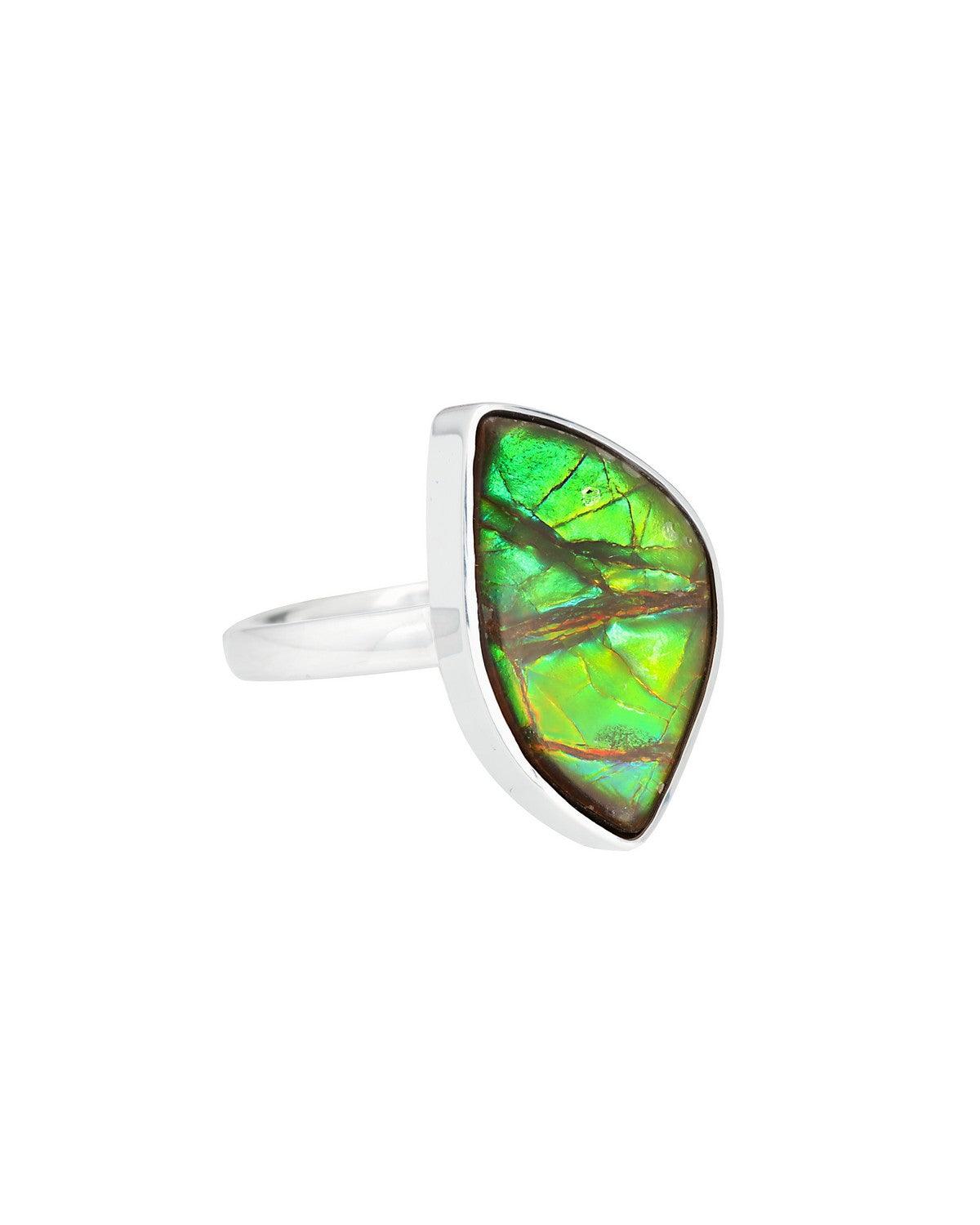 7.75 Ct. Ammoite Ring Solid 925 Sterling Silver Jewlry - YoTreasure