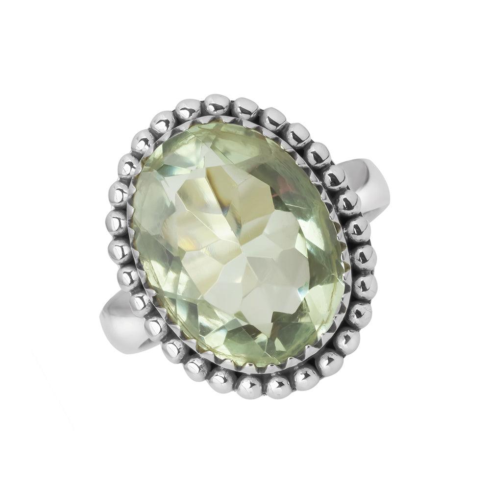 Green Amethyst Solid 925 Sterling Silver Gemstone Ring Jewelry - YoTreasure