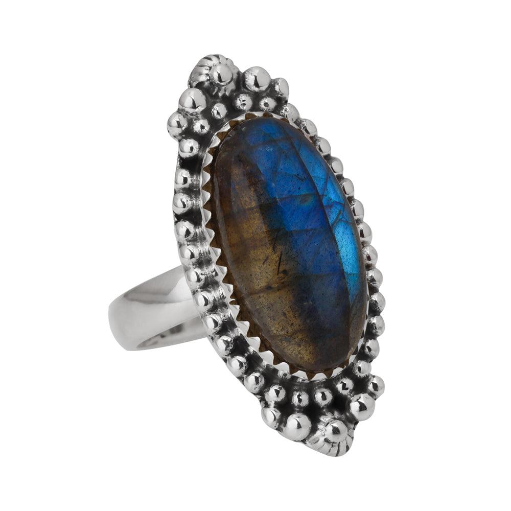 Labradorite Bold Ring Solid 925 Sterling Silver Gemstone Jewelry - YoTreasure