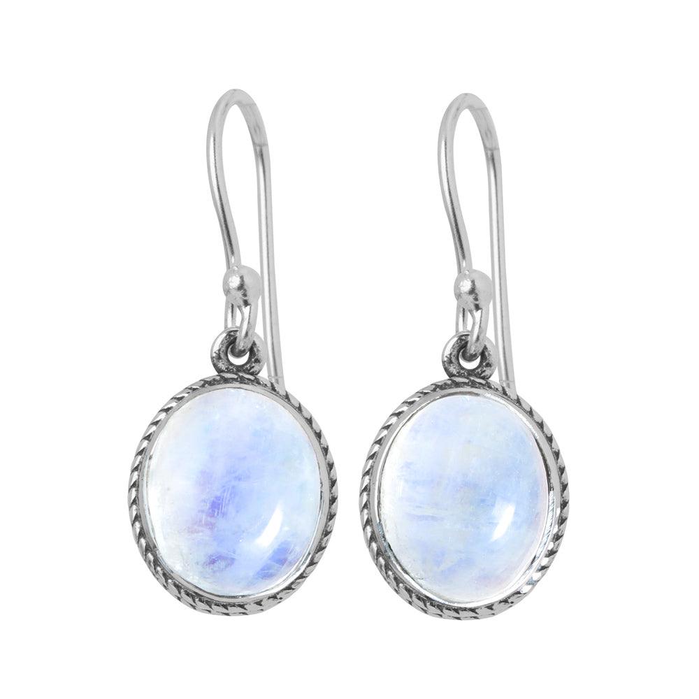 Rainbow Moonstone Solid 925 Sterling Silver Dangle Earrings - YoTreasure