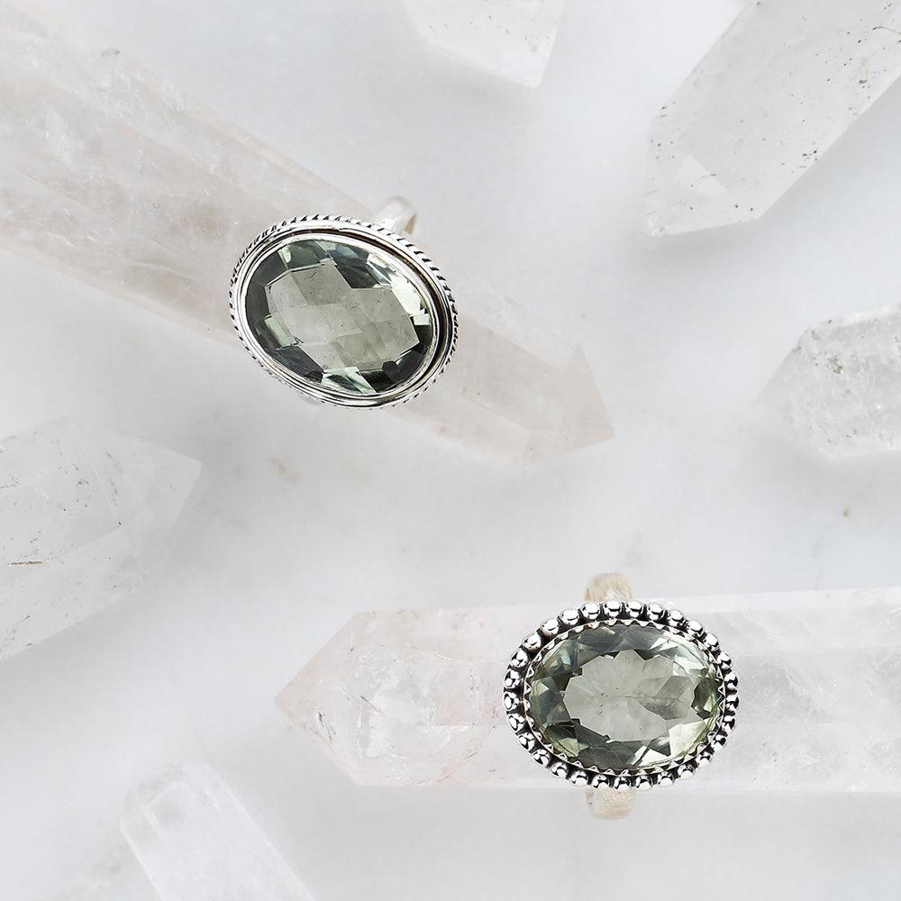 Green Amethyst Solid 925 Sterling Silver Gemstone Ring Jewelry - YoTreasure