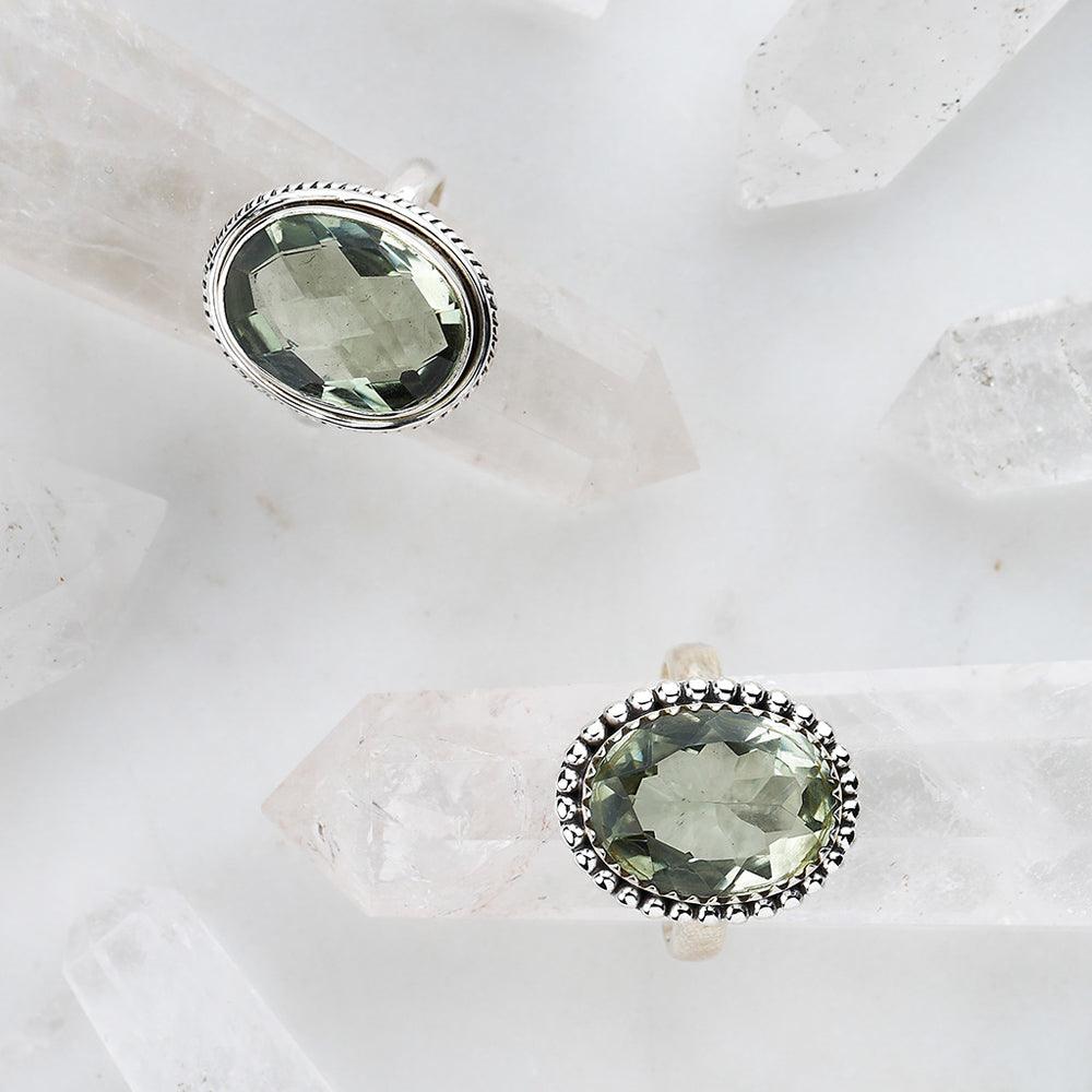 Green Amethyst Solid 925 Sterling Silver Bold Ring Jewelry - YoTreasure