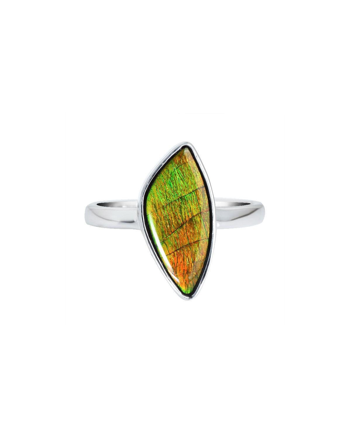 4 Ct. Ammolite Ring Solid 925 Sterling Silver Gemstone Jewelry - YoTreasure