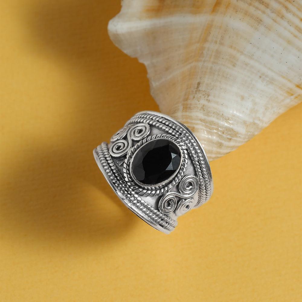 Black Onyx Ring Solid 925 Sterling Silver Gemstone Jewelry - YoTreasure
