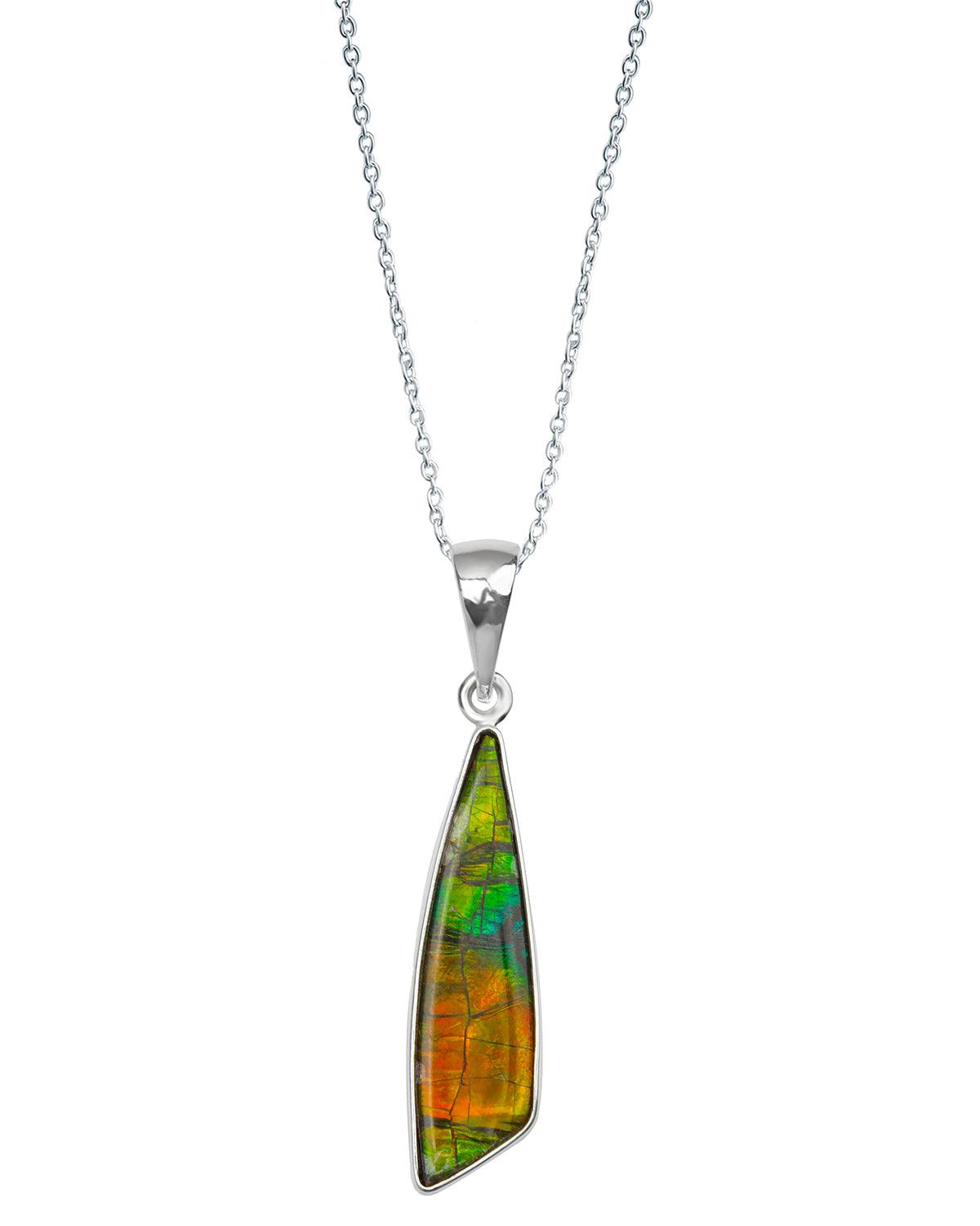 6 Ct. Ammolite 925 Sterling Silver Necklace Pendant Jewelry - YoTreasure