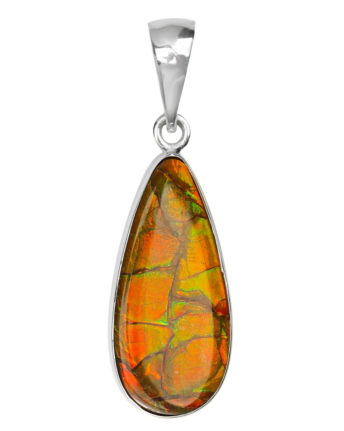 11.85 Ct. Ammolite .925 Sterling Silver Necklace Pendant Jewelry - YoTreasure