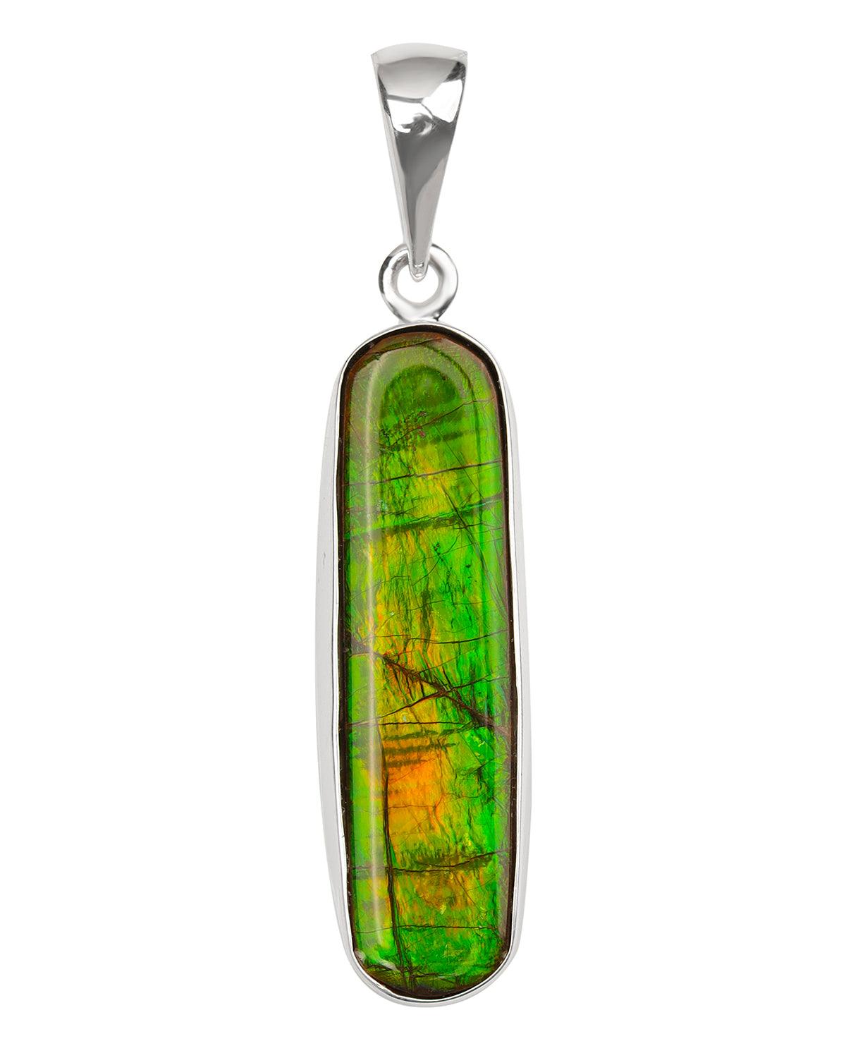 6.95 Ct. Ammolite 925 Sterling Silver Necklace Pendant Jewelry - YoTreasure
