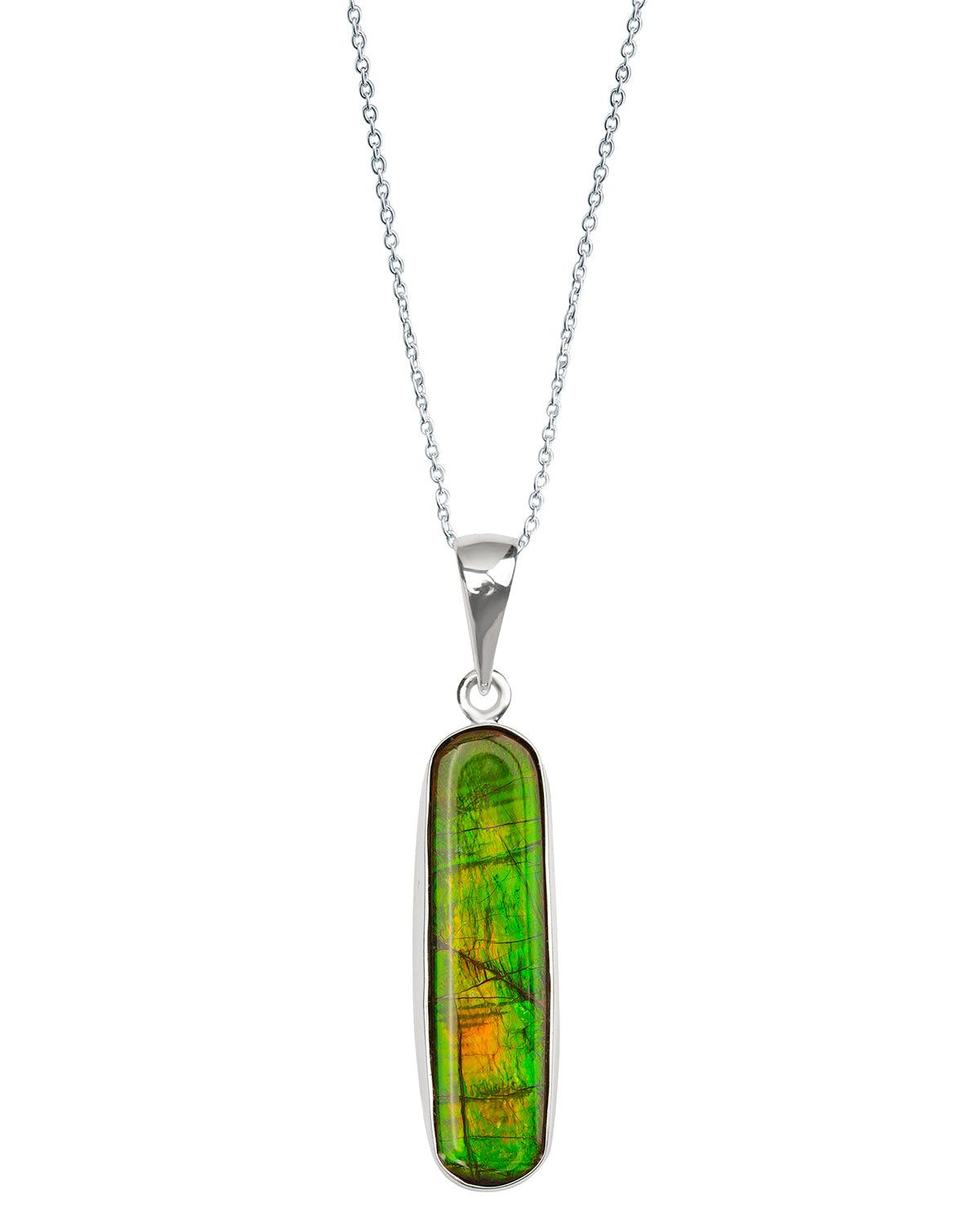 6.95 Ct. Ammolite 925 Sterling Silver Necklace Pendant Jewelry - YoTreasure