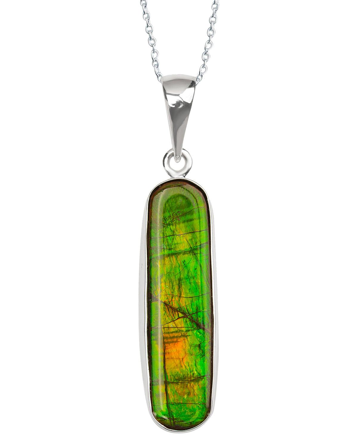 6.95 Ct. Ammolite 925 Sterling Silver Necklace Pendant Jewelry - YoTreasure
