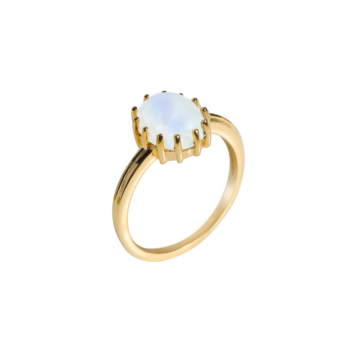 Rainbow Moonstone Ring in 14k Gold Over 925 Silver - YoTreasure