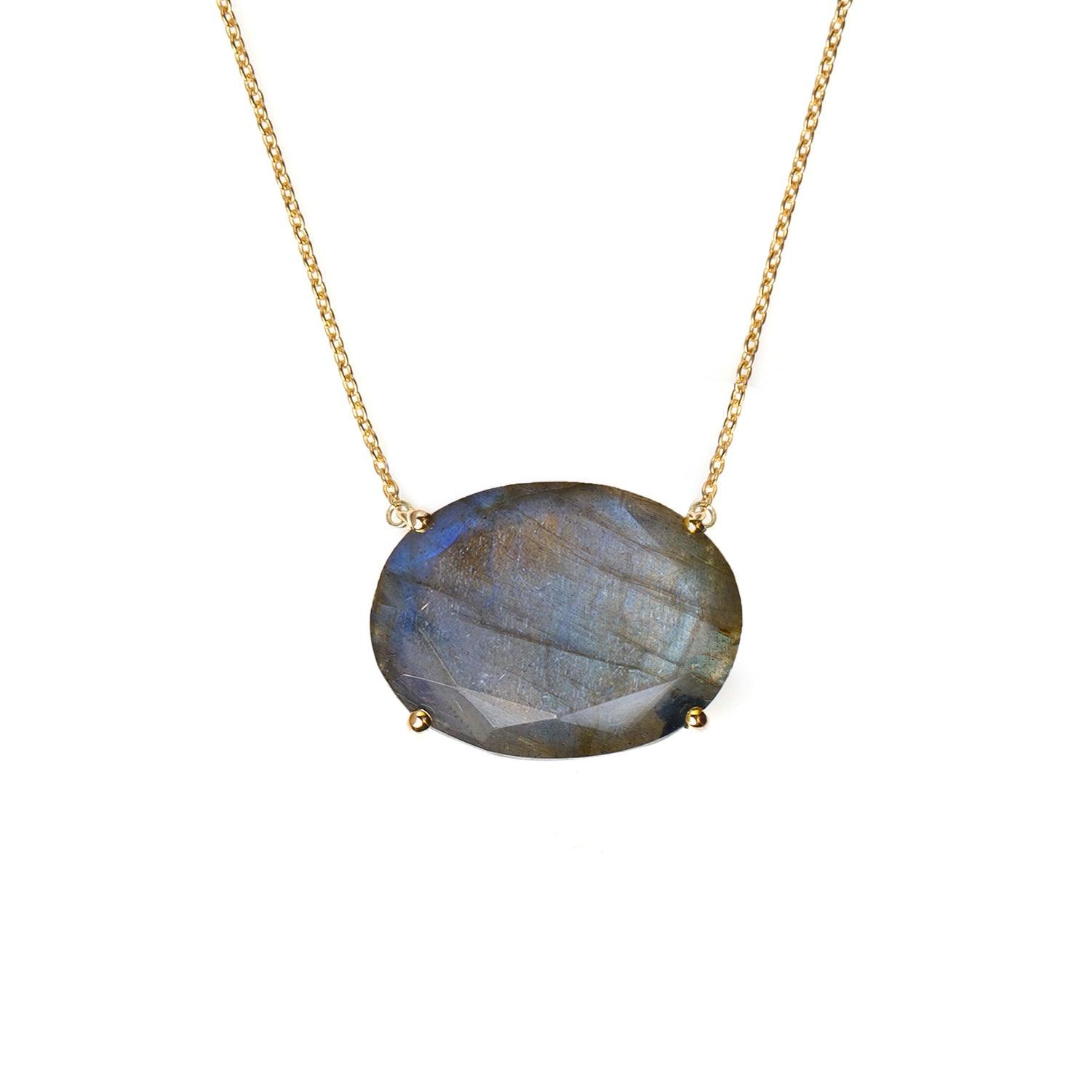 Labradorite 14kt Gold Over 925 Silver Chain Pendant Necklace Jewelry - YoTreasure